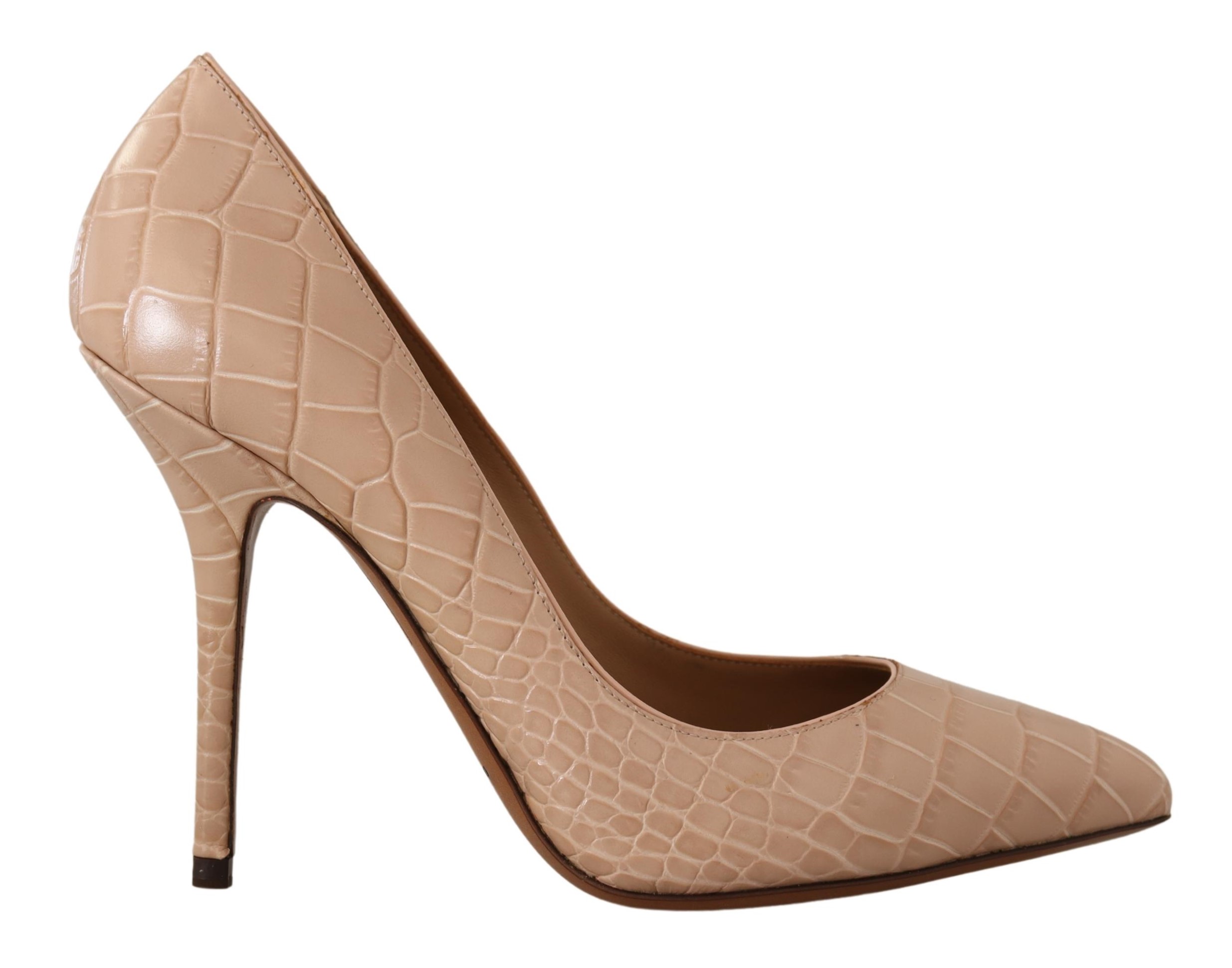 Beige Dolce & Gabbana Beige Leather Bellucci Heels Pumps Shoes