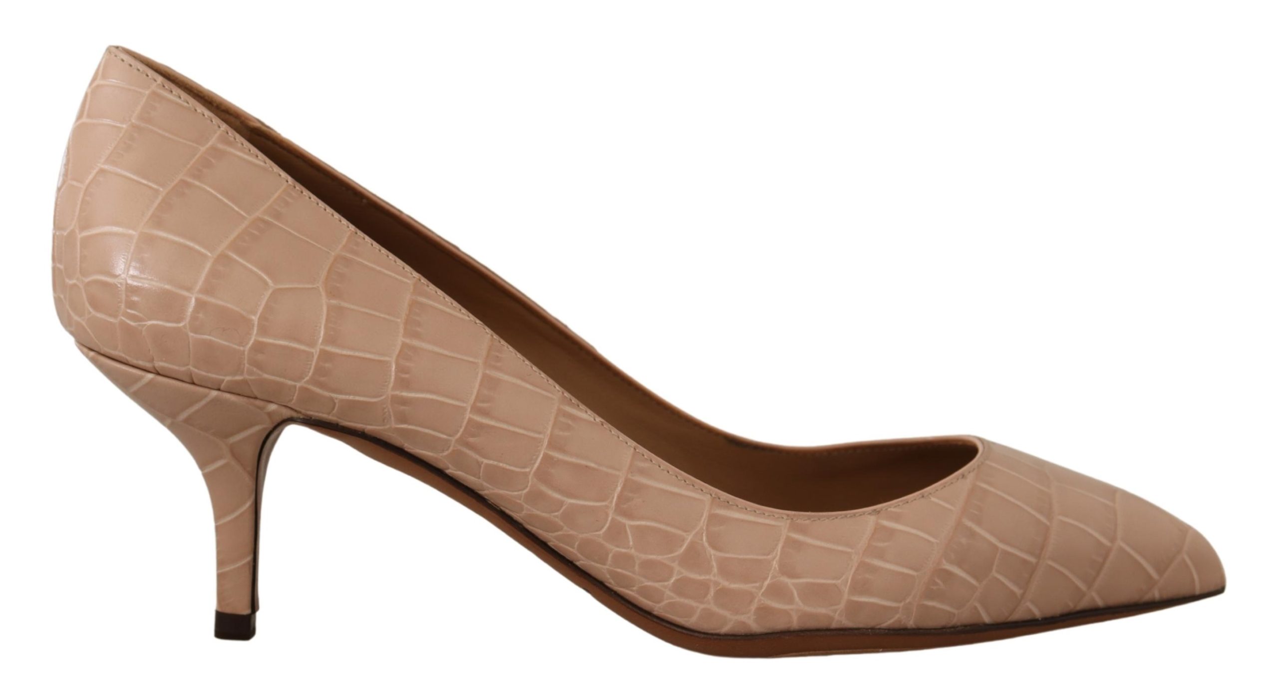 Beige Dolce & Gabbana Beige Leather Pointed Heels Pumps Shoes