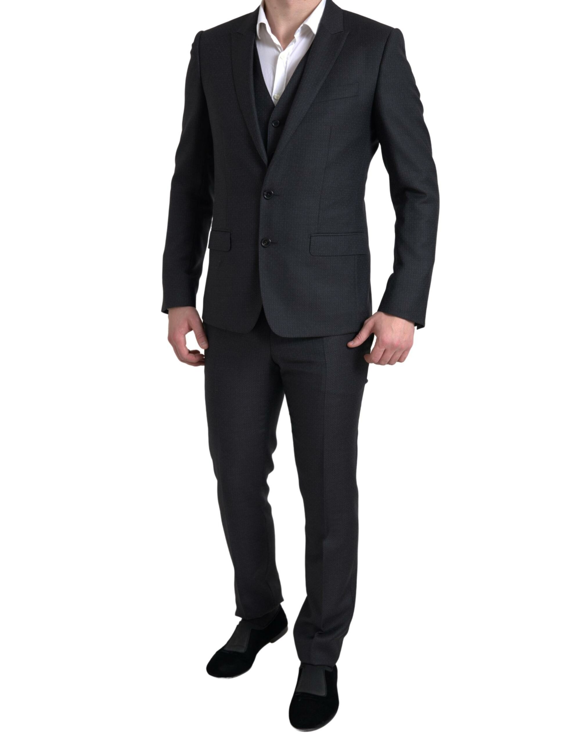 Dolce Gabbana Elegant Black Martini Slim Fit 3Piece Suit IT46