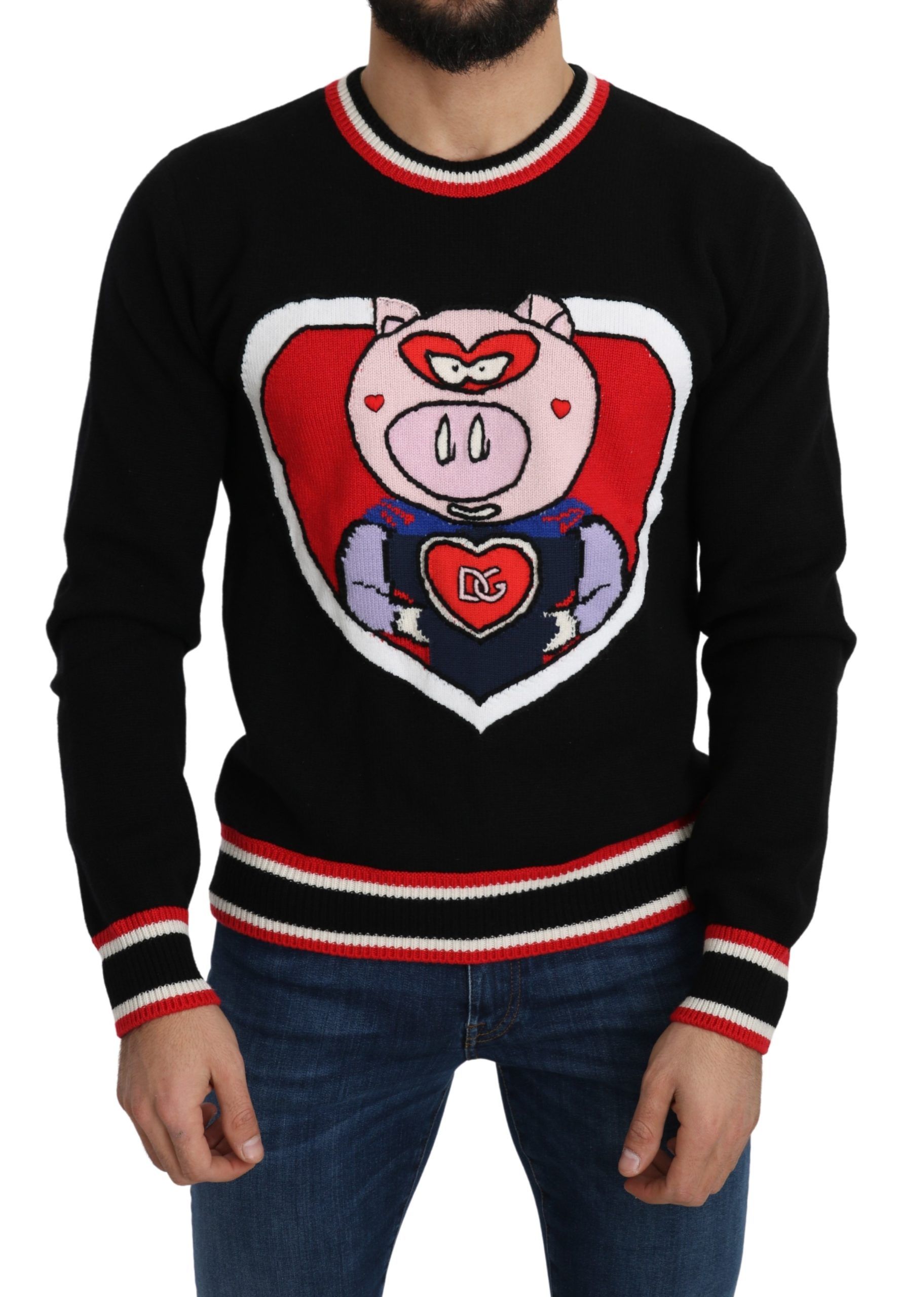 Black Dolce & Gabbana Black Cashmere Pig of the Year Pullover Sweater