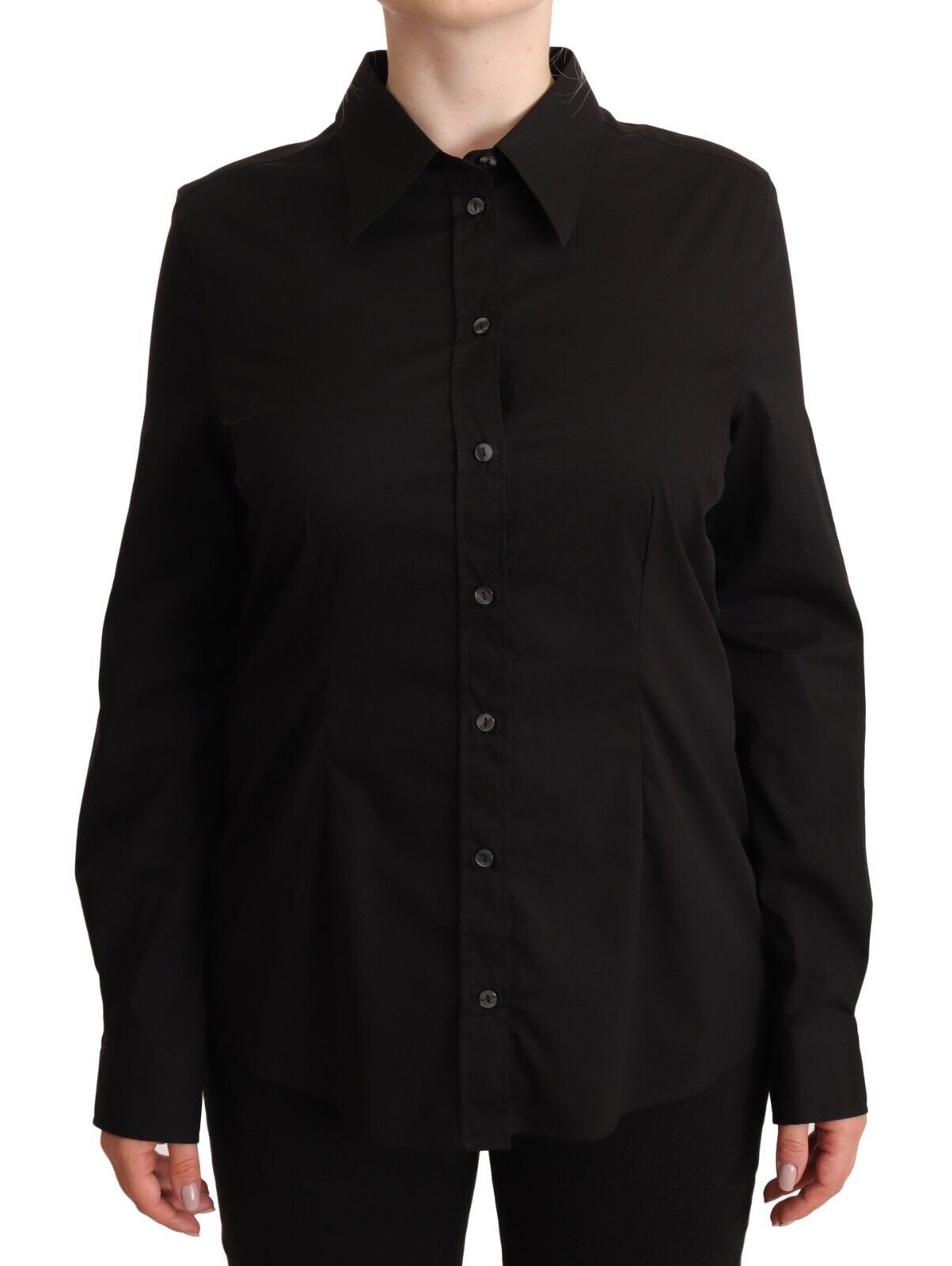 Black Dolce & Gabbana Black Cotton Collared Long Sleeves Shirt Top