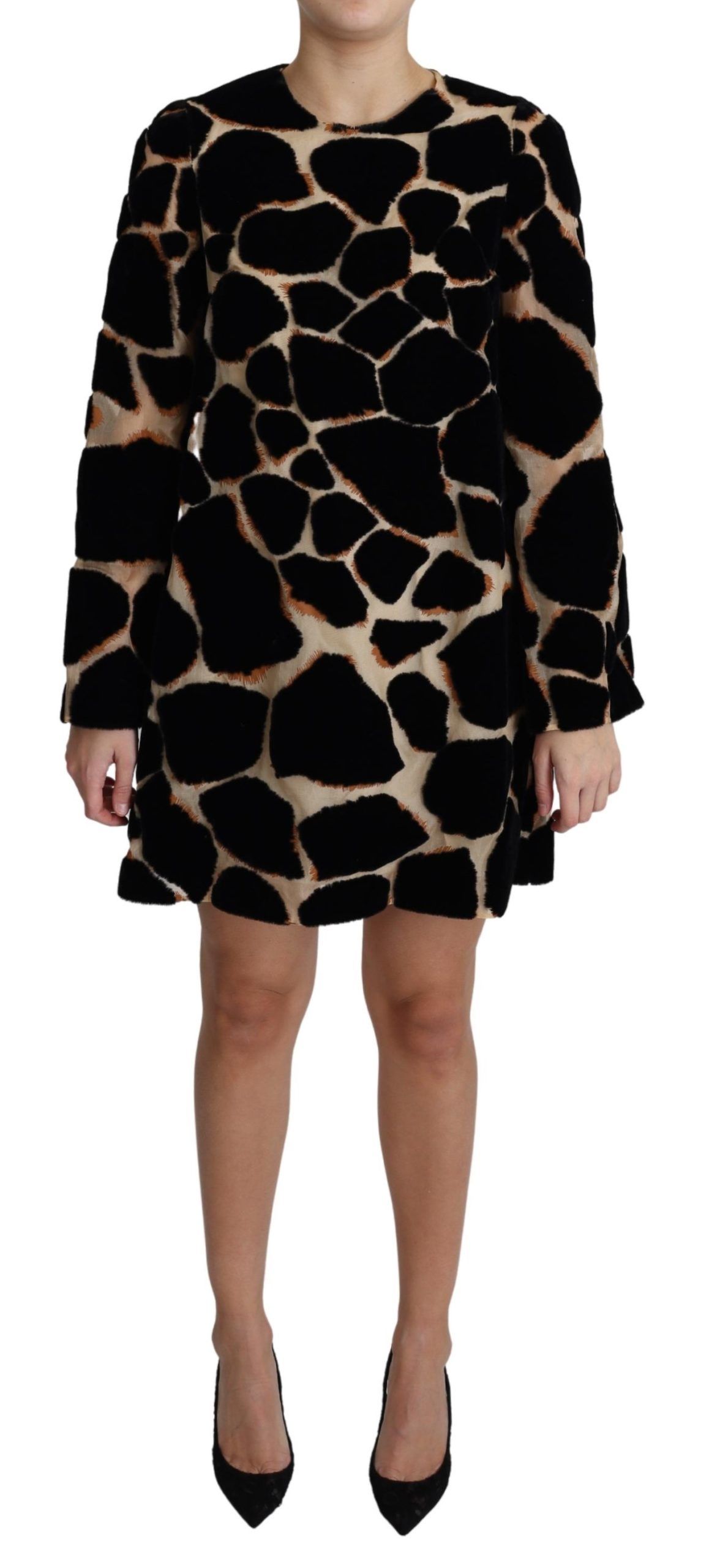 Black Dolce & Gabbana Black Giraffe Print Shift Mini Dress