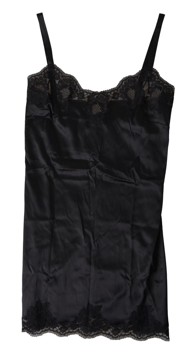 Black Dolce & Gabbana Black Lace Silk Sleepwear Camisole Top Underwear
