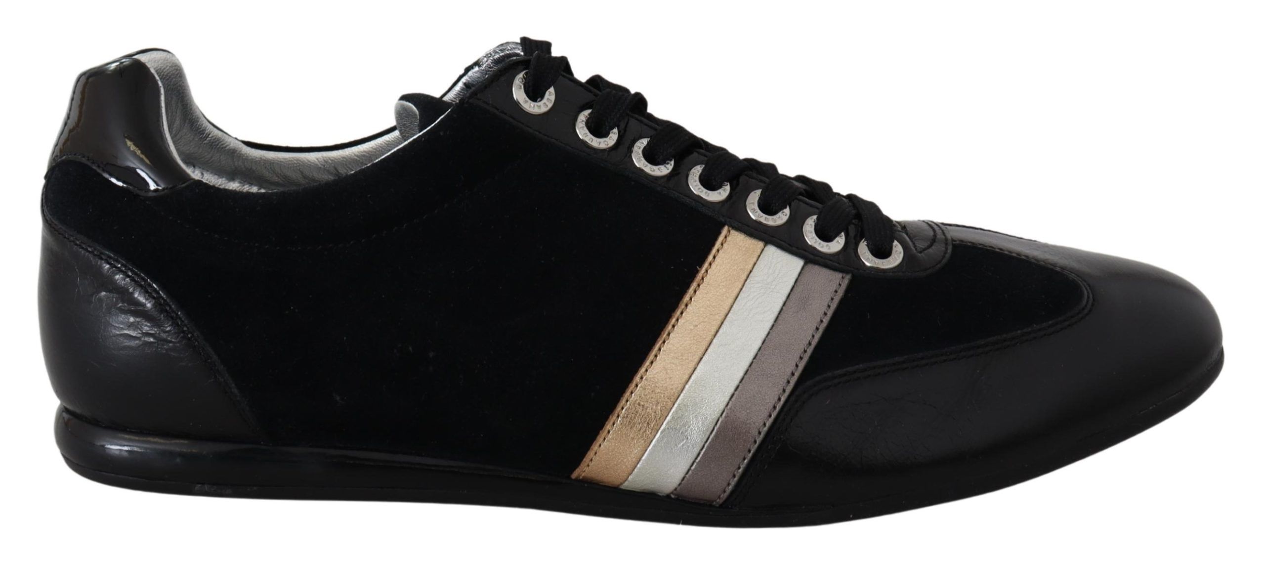 Black Dolce & Gabbana Black Logo Leather Casual Mens Scarpe Sneakers