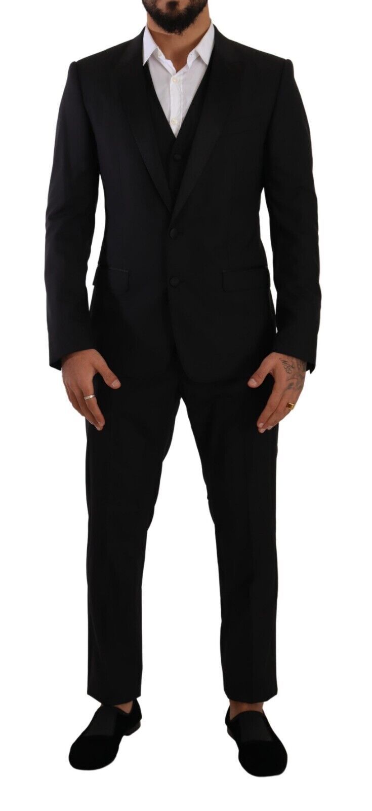 Black Dolce & Gabbana Black MARTINI Single Breasted 3 Piece Suit