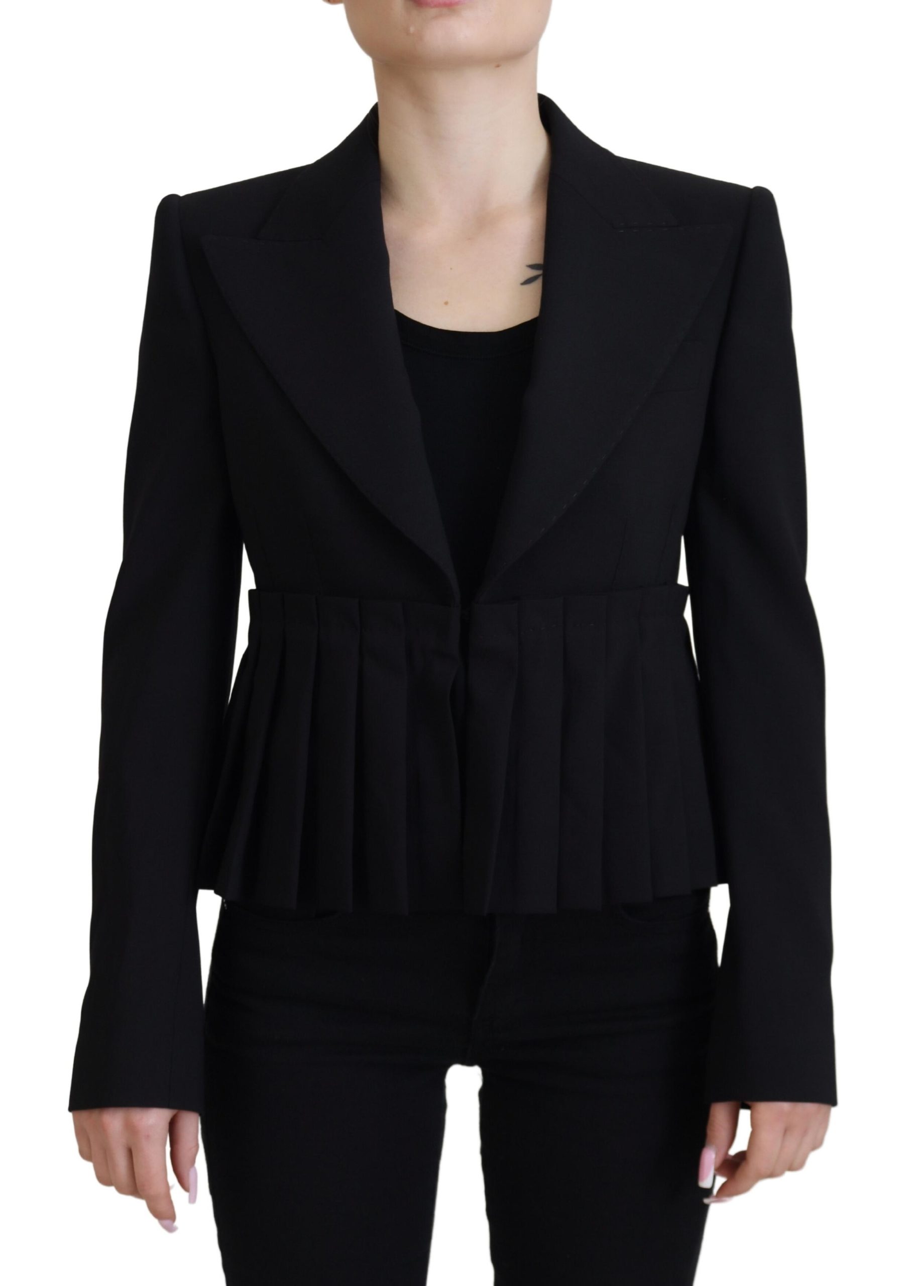 Black Dolce & Gabbana Black Single Breasted Fit Blazer Wool Jacket