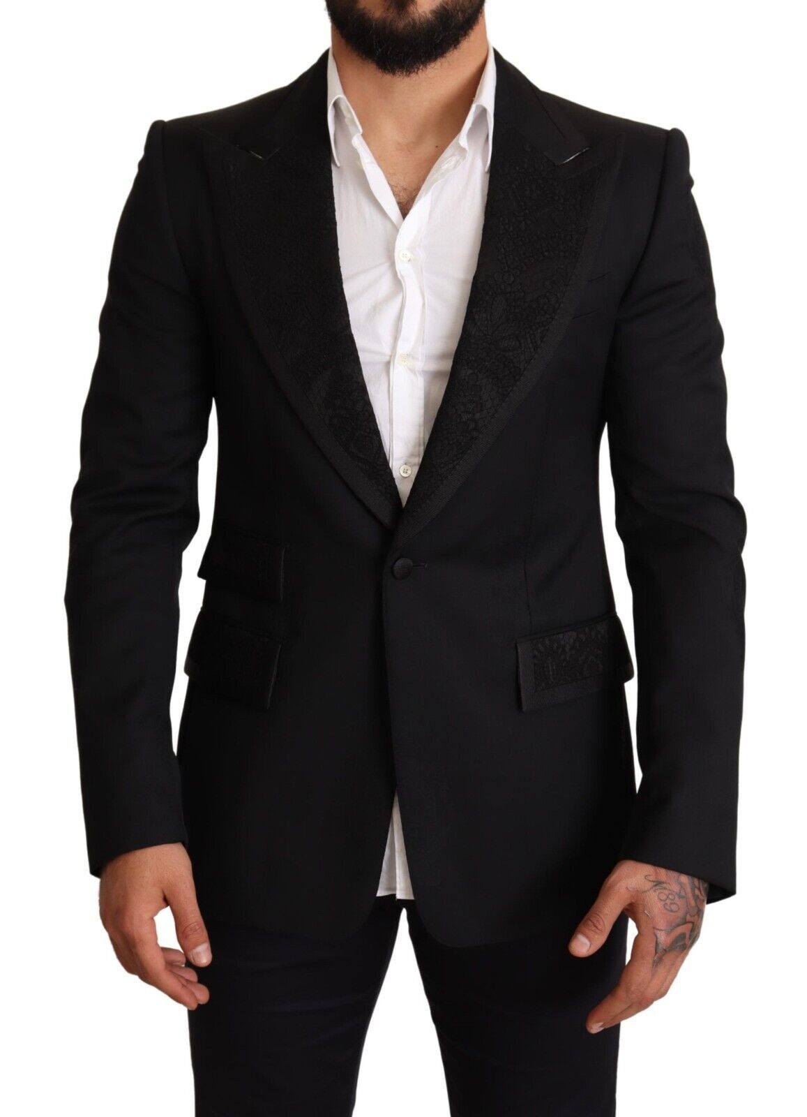 Black Dolce & Gabbana Black Slim Fit One Button Blazer Jacket