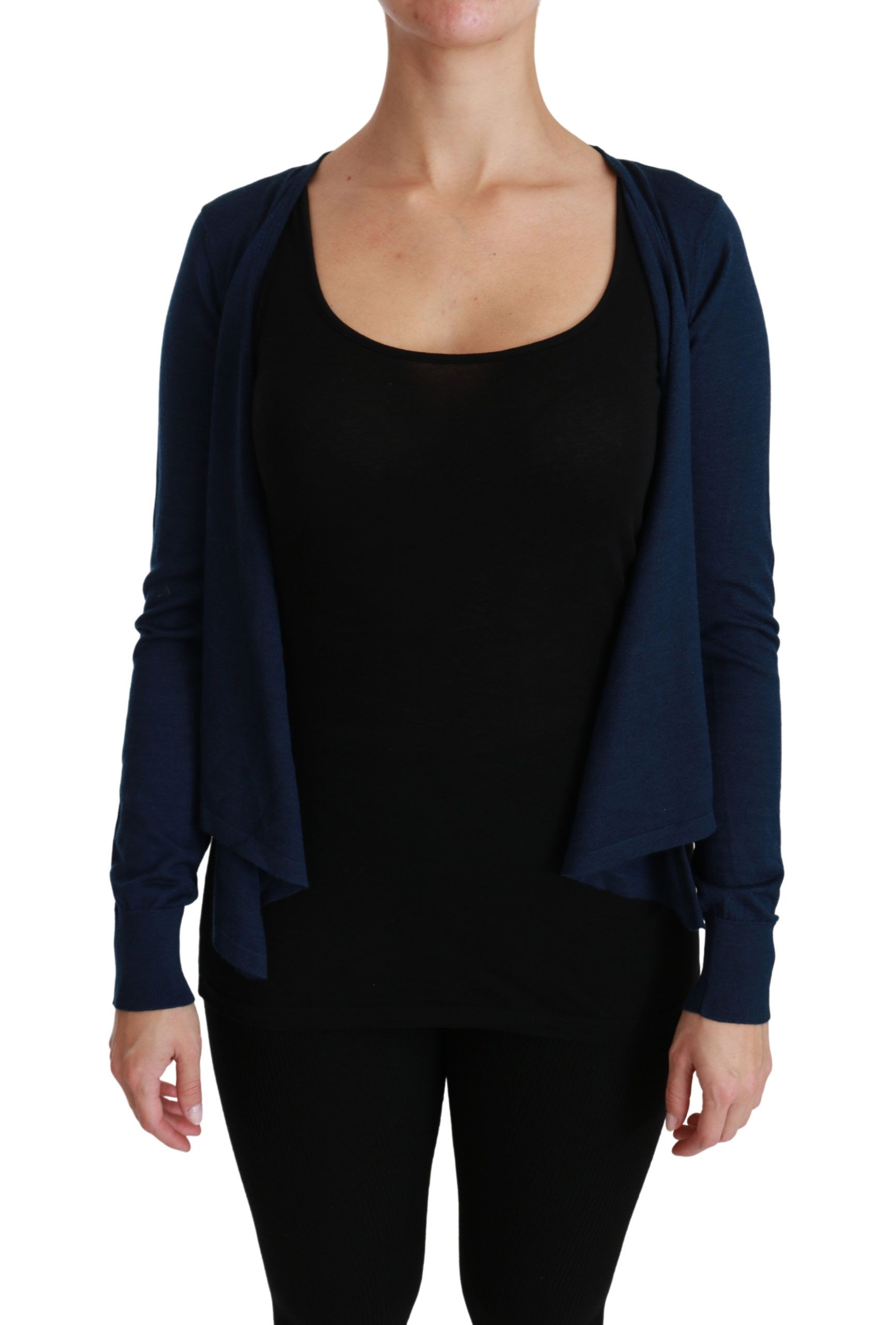 Blue Dolce & Gabbana Blue Long Sleeve Cardigan Vest Cashmere Sweater