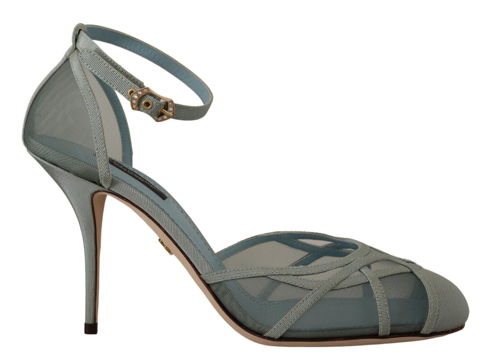 Blue Dolce & Gabbana Blue Mesh Ankle Strap Heels Sandals Shoes