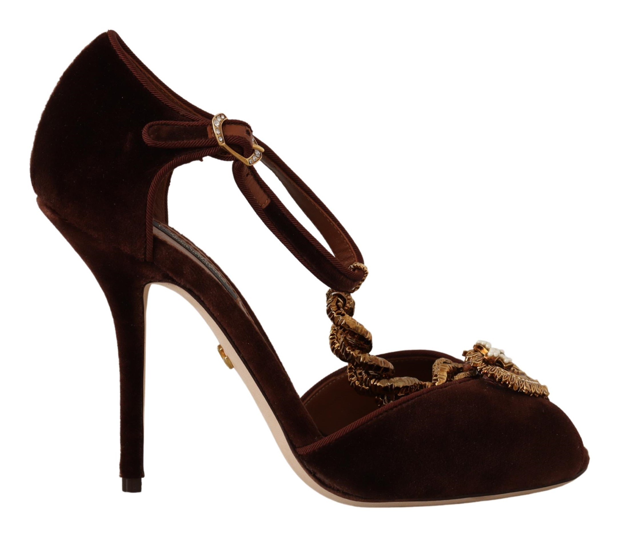 Brown Dolce & Gabbana Brown Coppar Devotion Heart Sandals Shoes EU40.5/US10