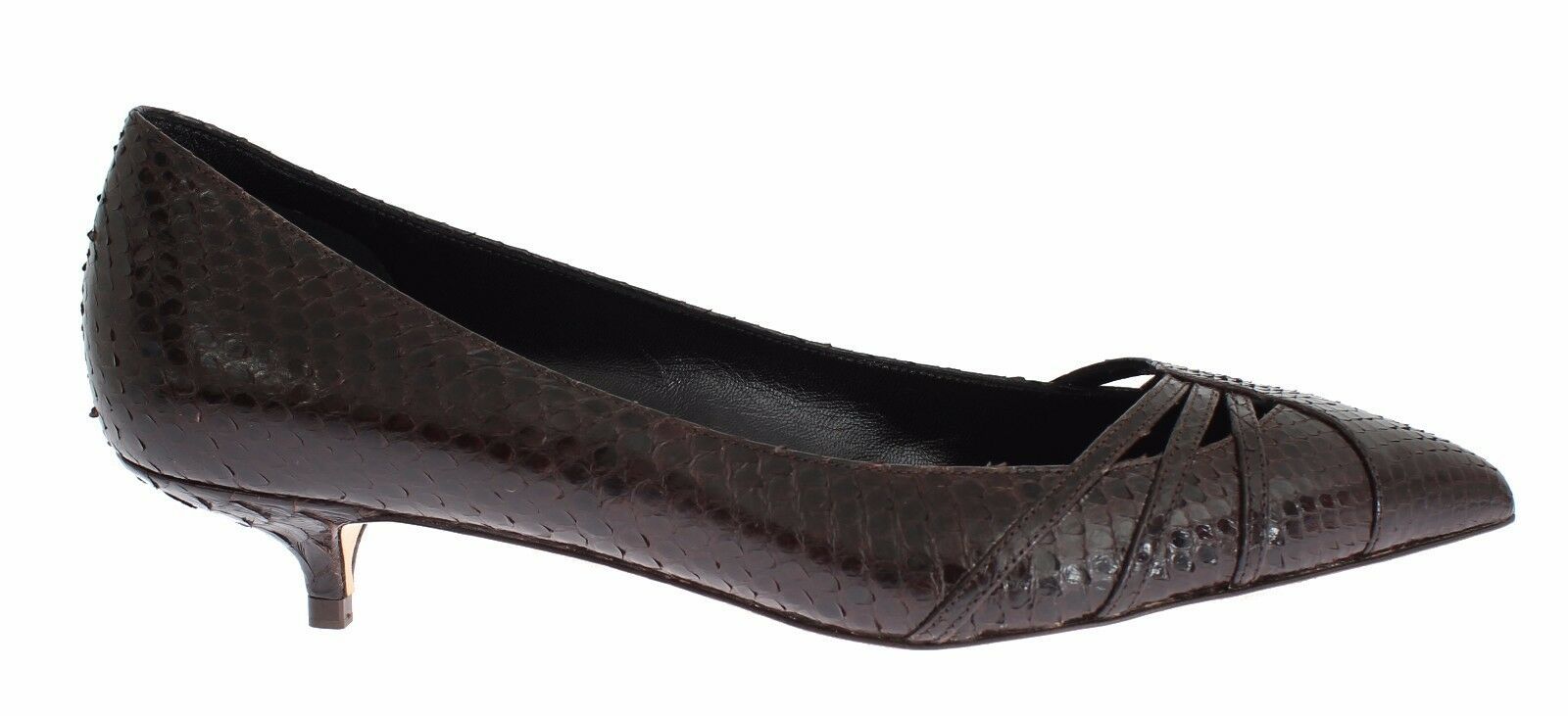 Brown Dolce & Gabbana Brown Leather Kitten Heels Pumps Shoes