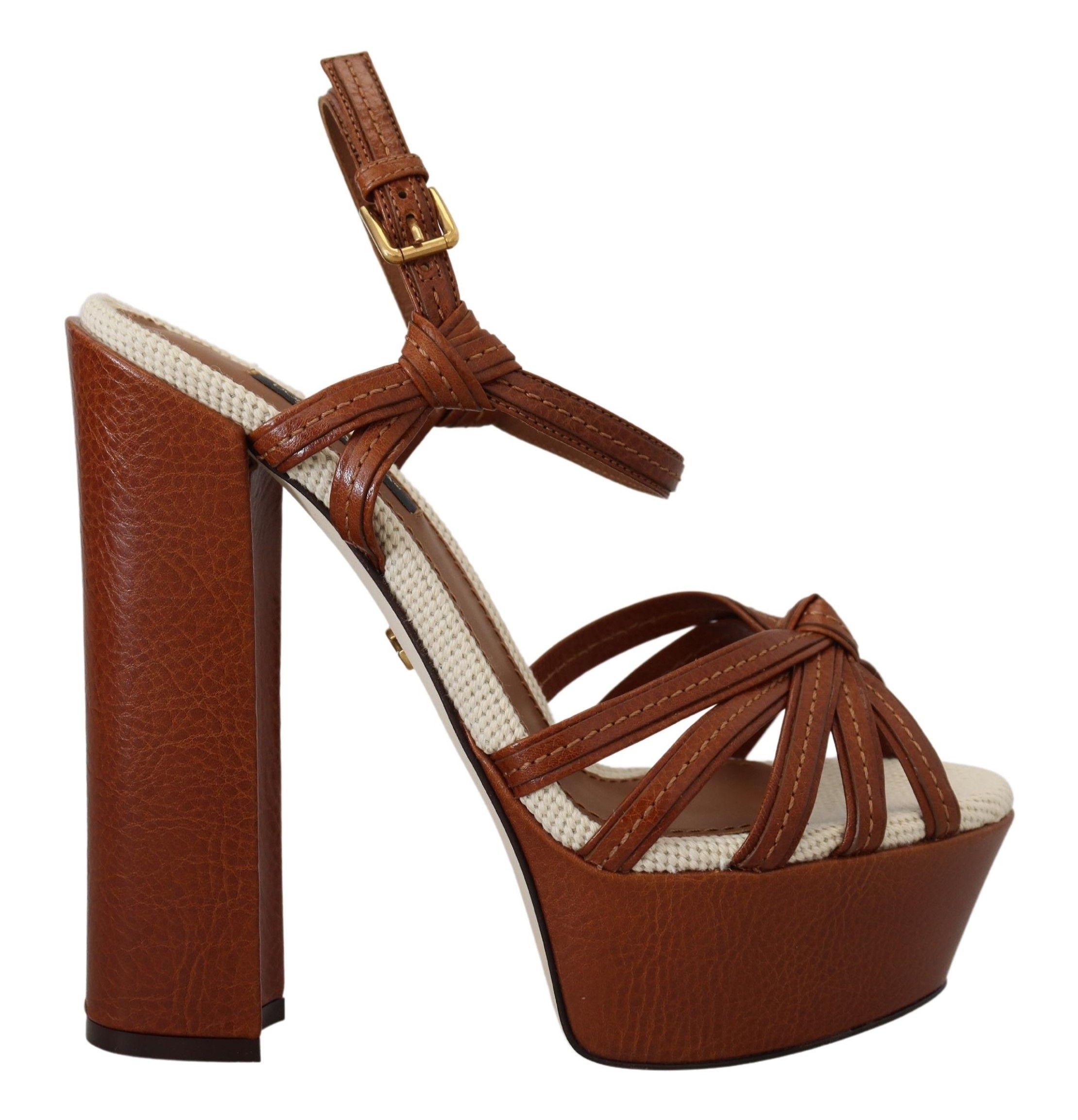 Brown Dolce & Gabbana Brown Platform Leather Sandals Shoes