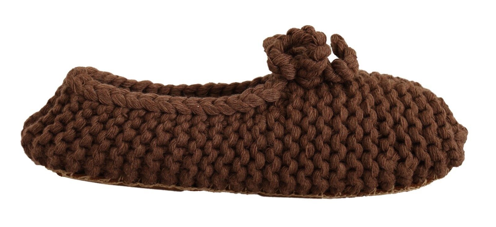 Brown Dolce & Gabbana Brown Slip On Ballerina Flats Wool Knit Shoes