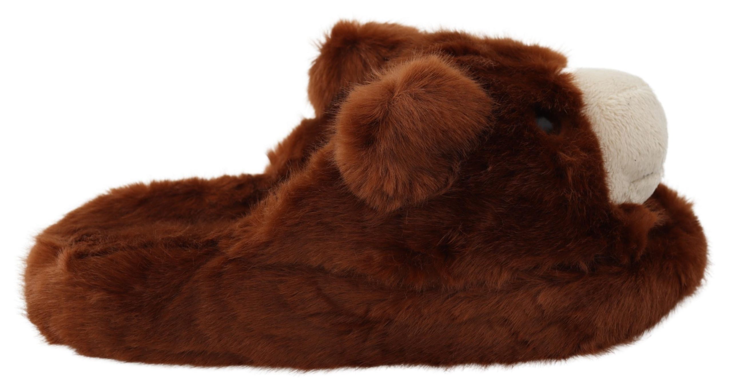 Brown Dolce & Gabbana Brown Teddy Bear Slippers Sandals Shoes