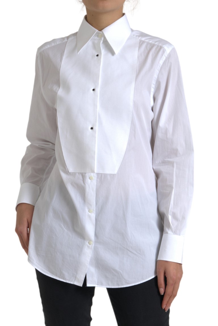 Dolce Gabbana Cotton Collared Long Sleeves Shirt White IT42