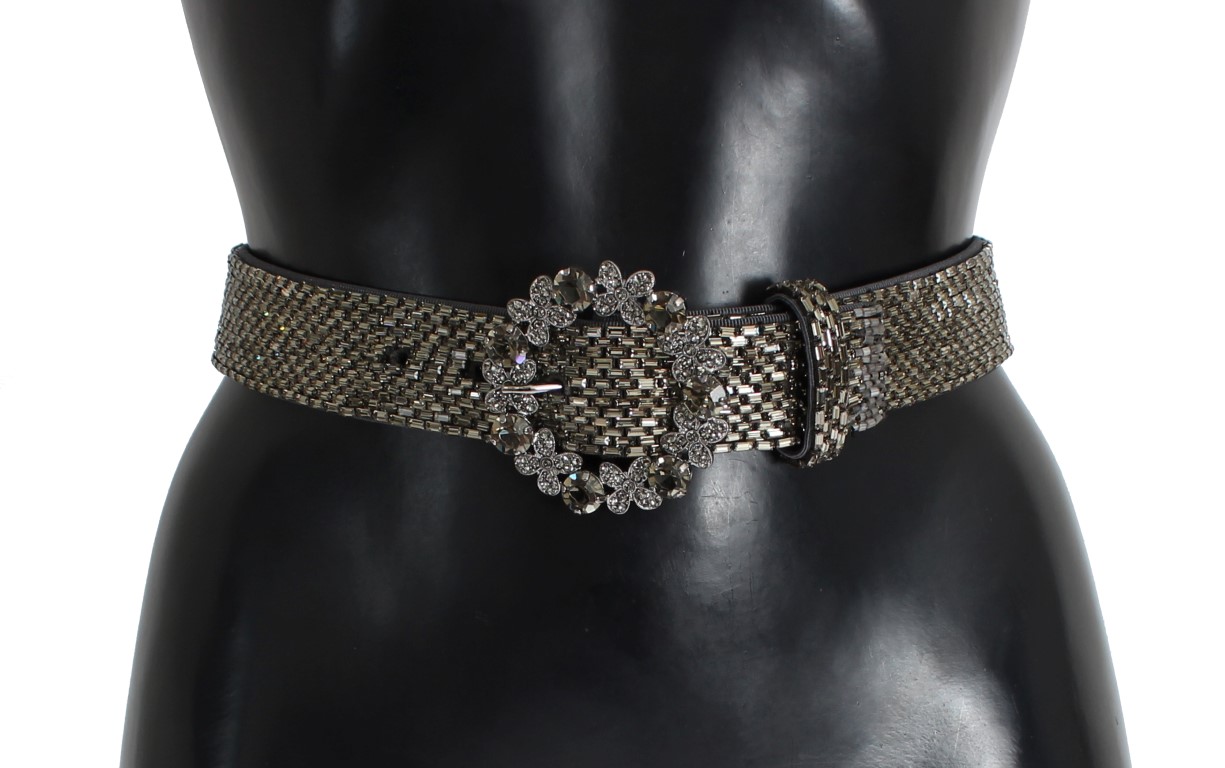 Dolce Gabbana Crystal Buckle Sequined Waist Belt 65 cm 26 Inches