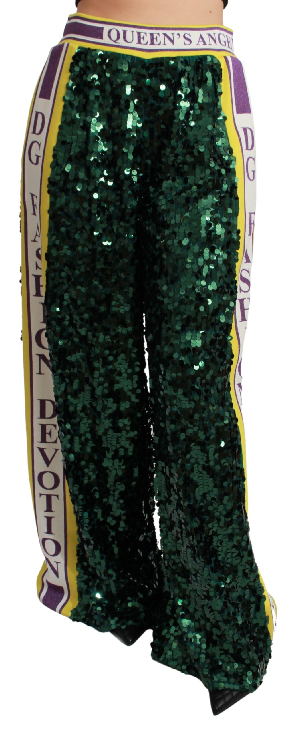 Green Dolce & Gabbana Green Sequin Trousers Queens Angel Pants