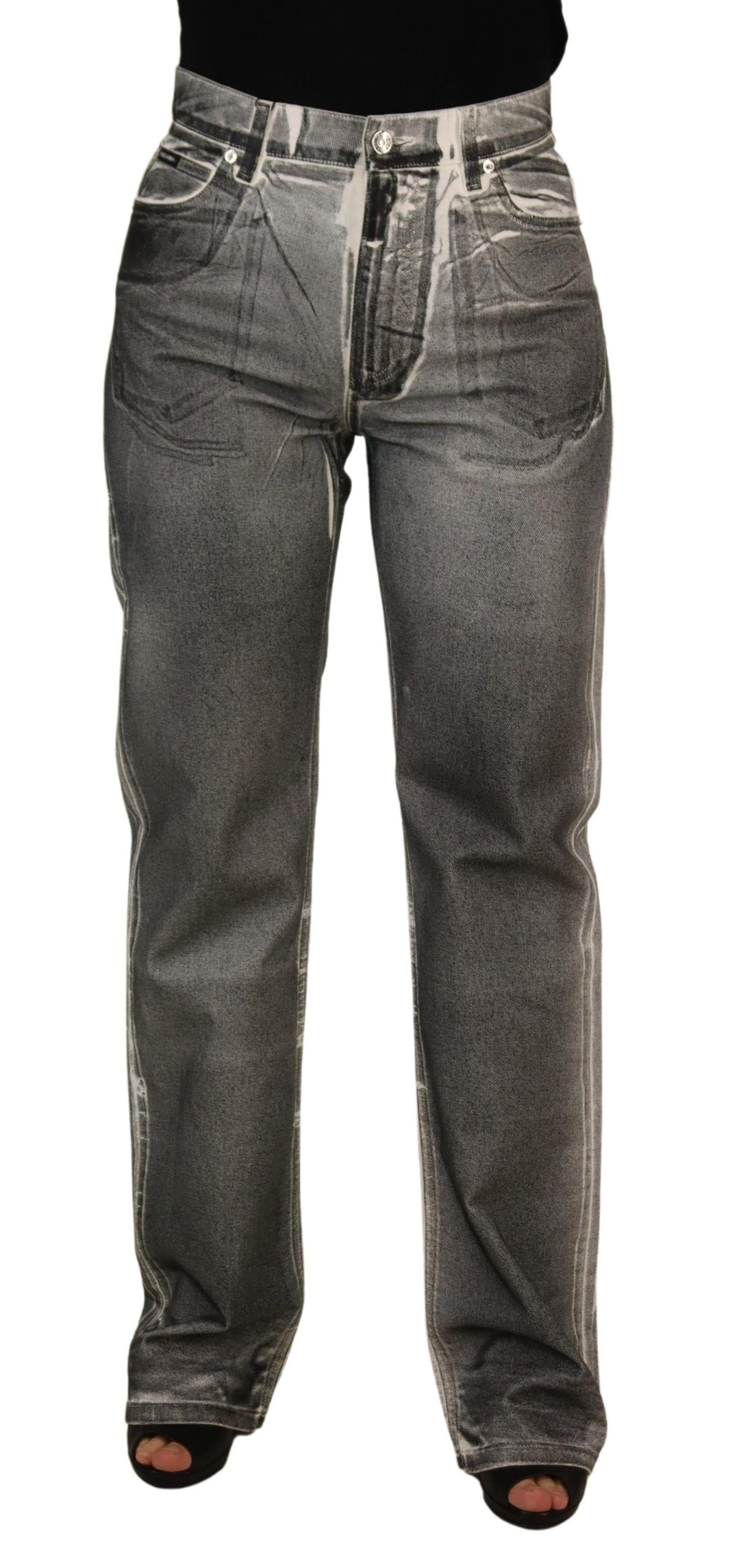 Grey Dolce & Gabbana Grey Washed High Waist Denim Pants Cotton Jeans