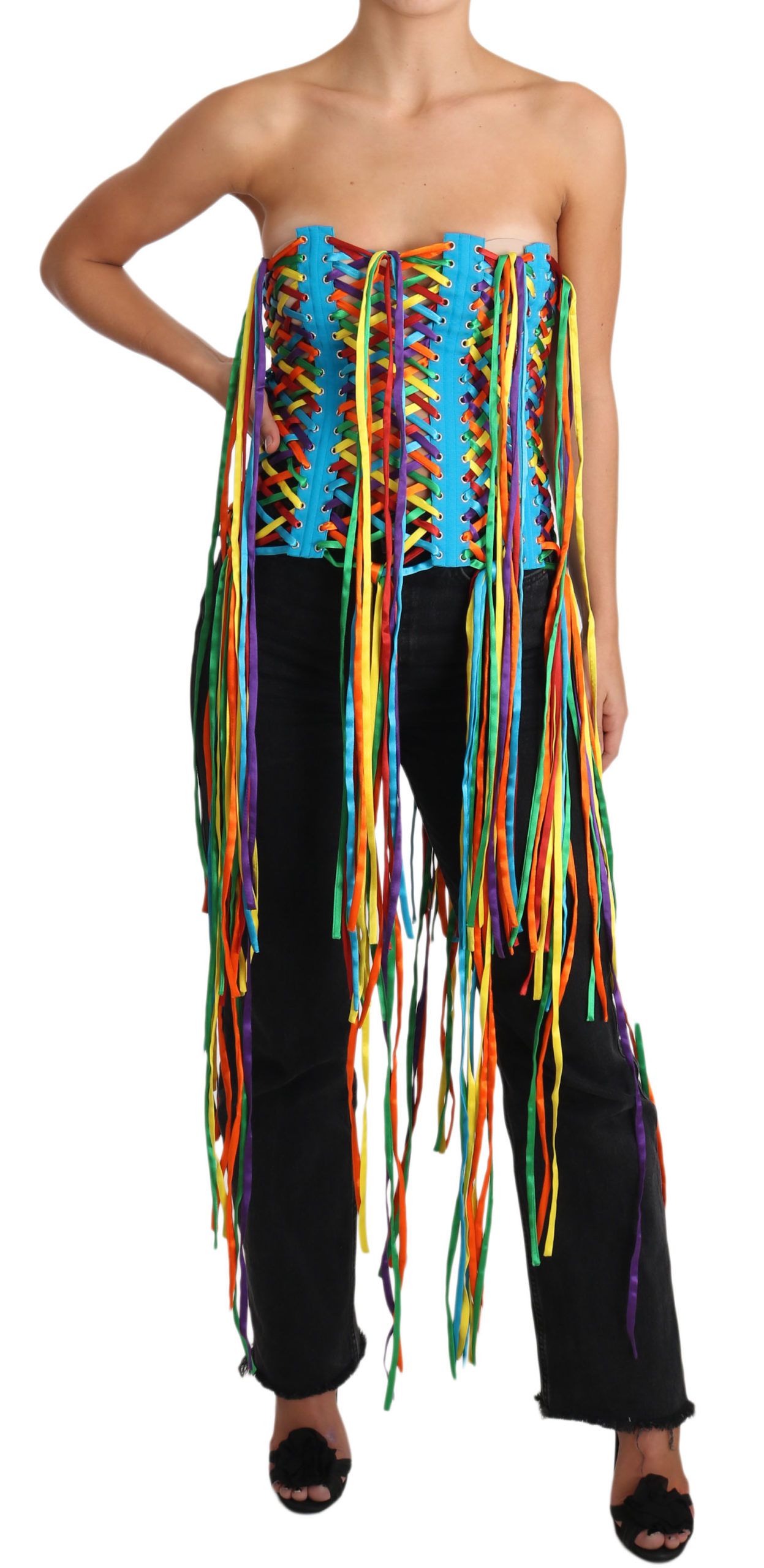 Multicolor Dolce & Gabbana Multicolor Strings Bustier Polyester Corset  Top