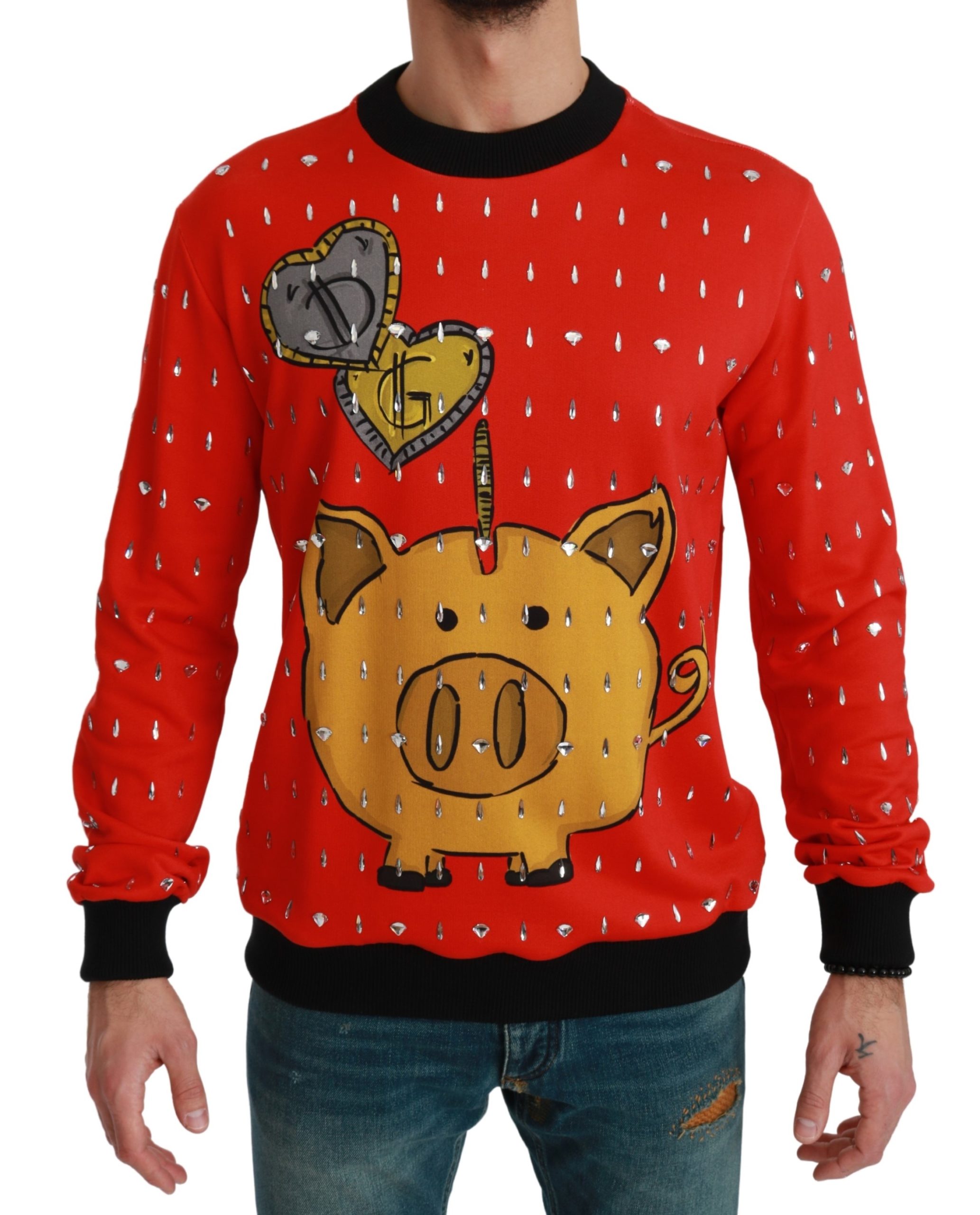 Red Dolce & Gabbana Red Crystal Pig of the Year Sweater