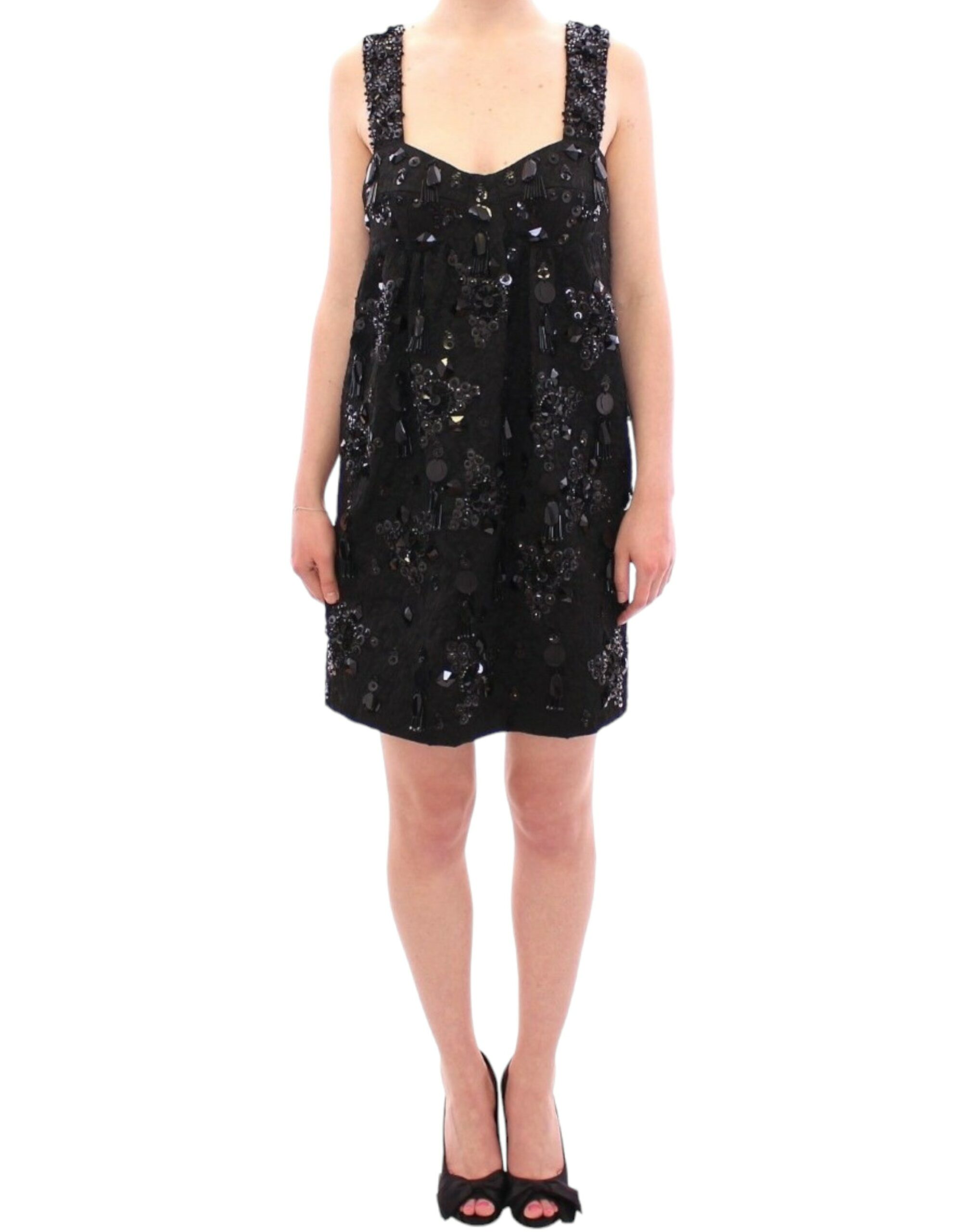 Black Dolce & Gabbana Black floral crystal embedded dress