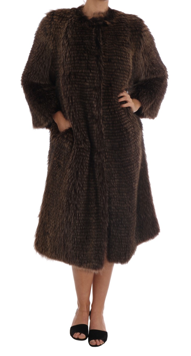 Brown Dolce & Gabbana Brown Raccoon Fur Coat Jacket