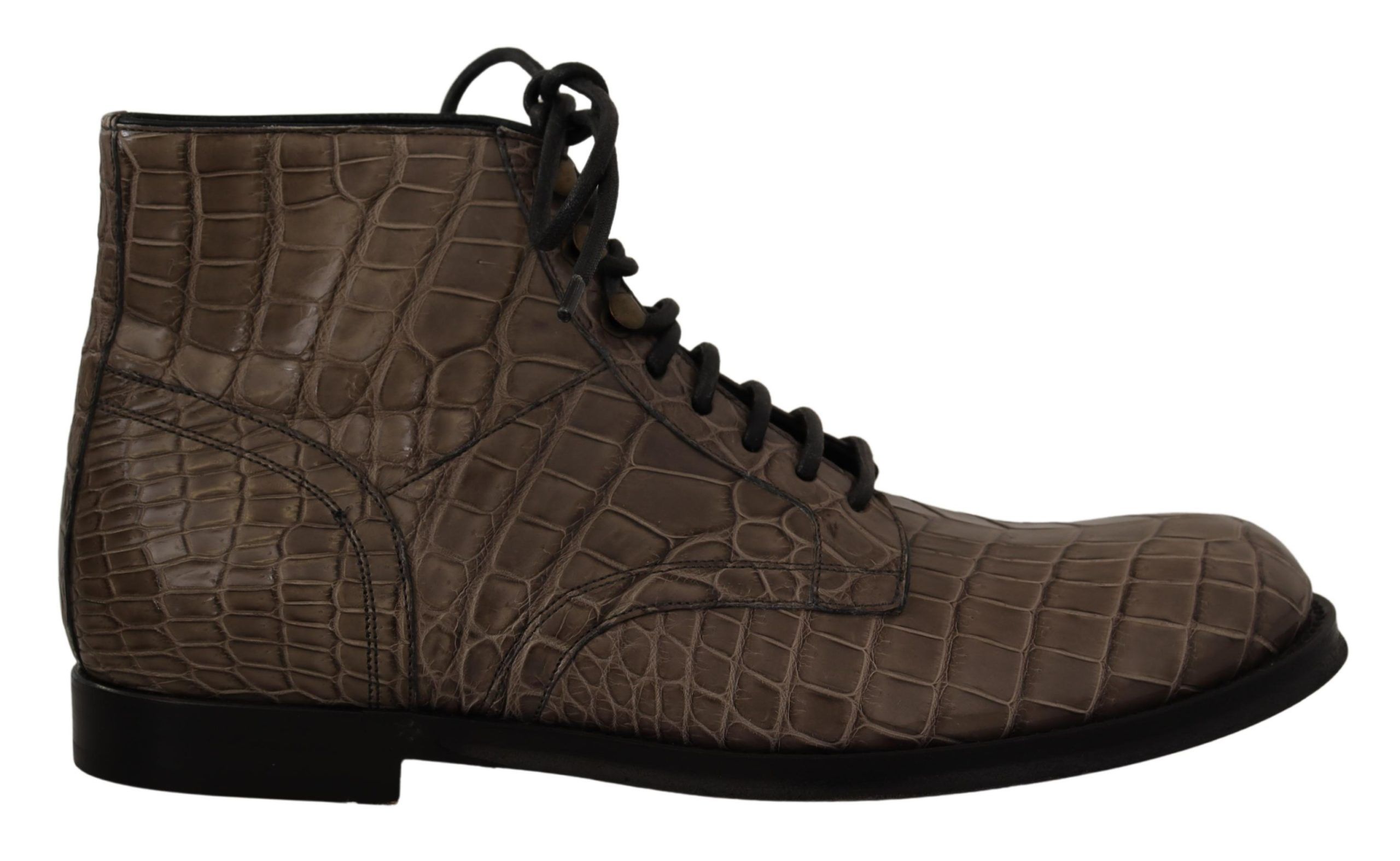 Dolce Gabbana Gray Crocodile Leather Derby Boots EU42US9