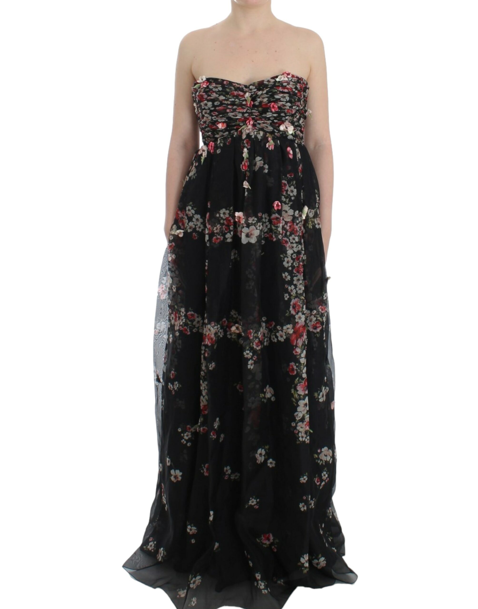 Black Dolce & Gabbana Masterpiece black floral print silk runway dress