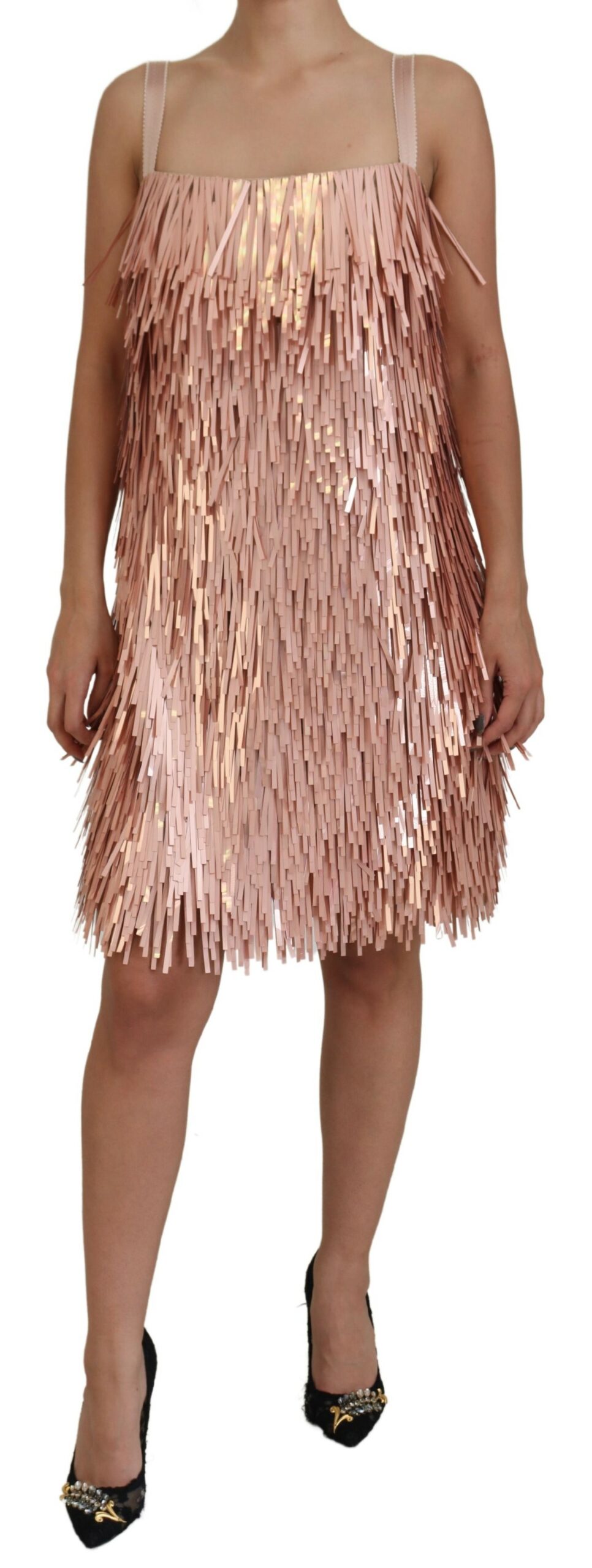 Pink Dolce & Gabbana Pink Tinsel Sleeveless Shift A-line Dress