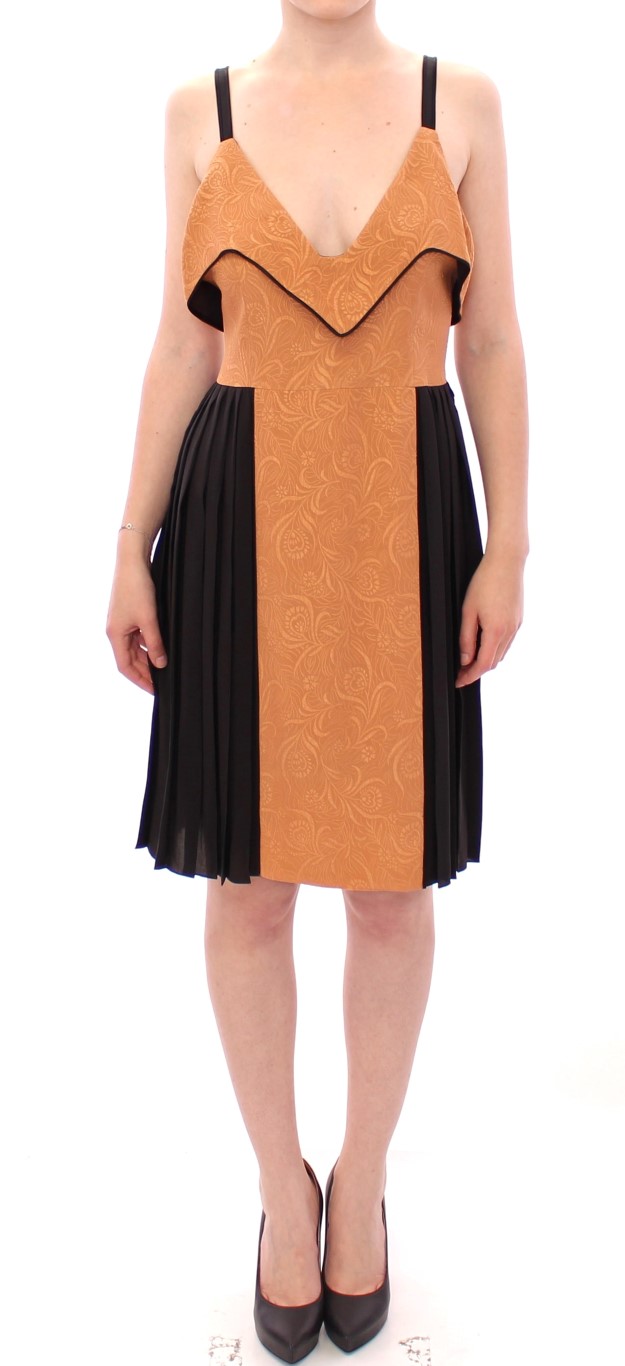 Multicolor FILOS Black Bronze Silk Sleeveless Above Sheath Dress