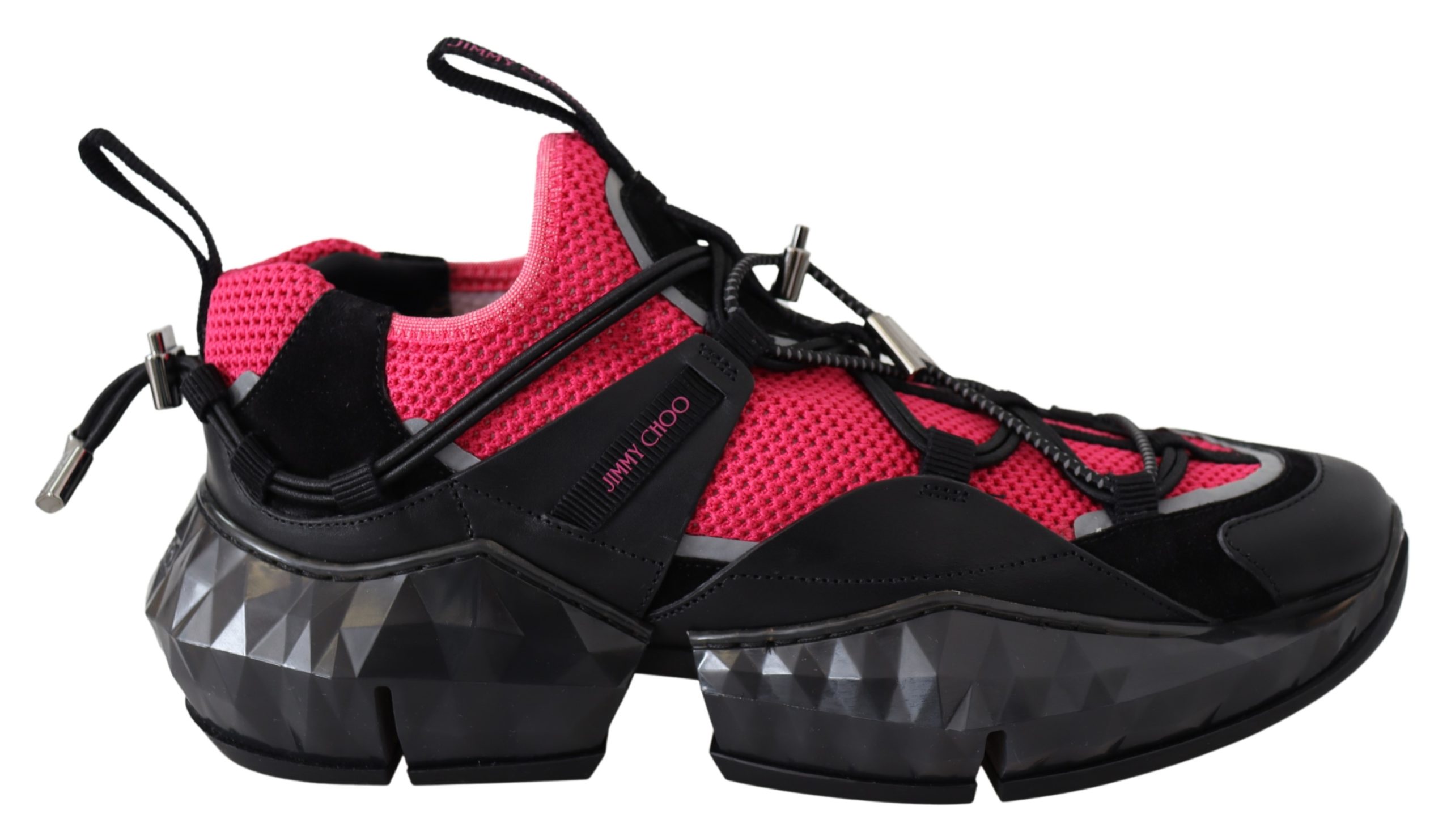 Black | Silver Jimmy Choo Diamond Black Pink Leather Sneaker