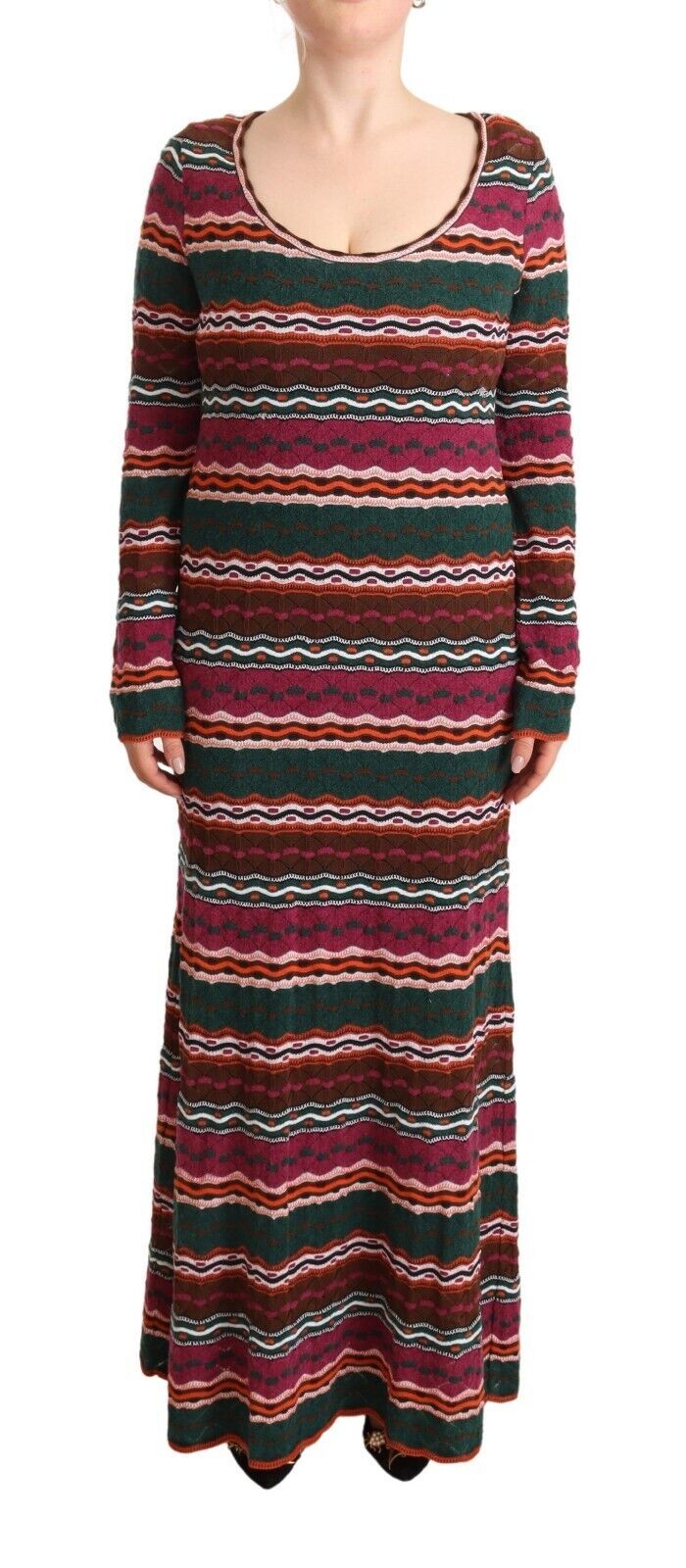 Multicolor Missoni Multicolor Stripe Wool Knitted Maxi Sheath Dress