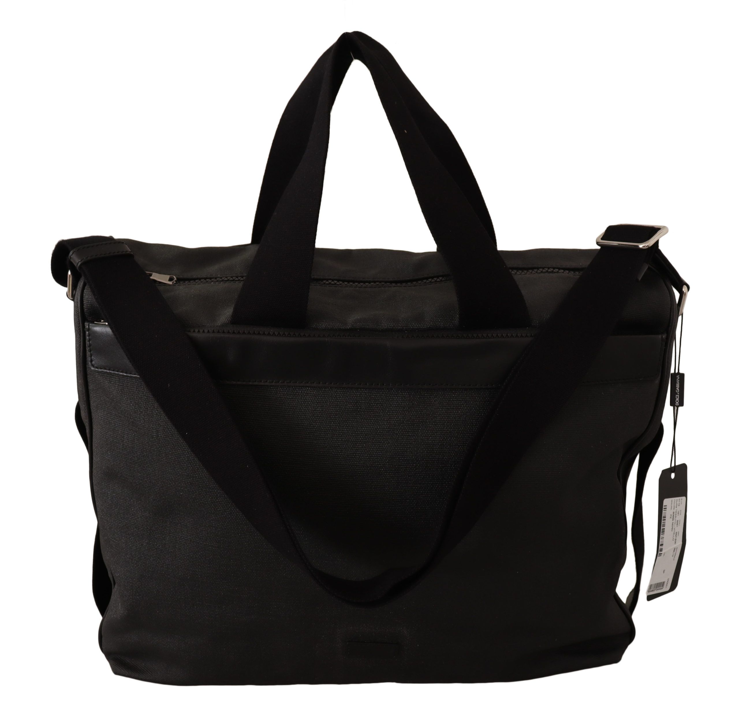 Black Dolce & Gabbana Black Denim Leather Shoulder Strap Messenger Bag