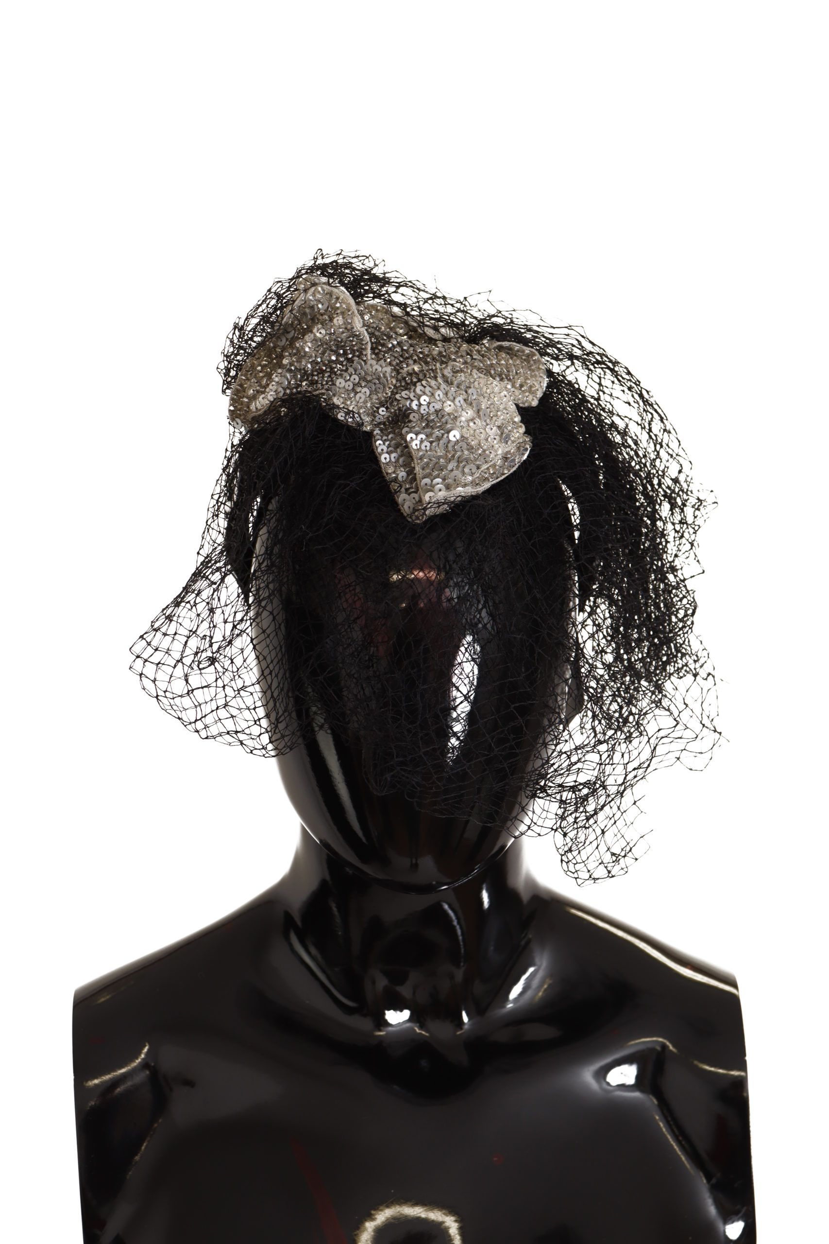 Black Dolce & Gabbana Black Logo Sequined Fascinator Diadem Headband