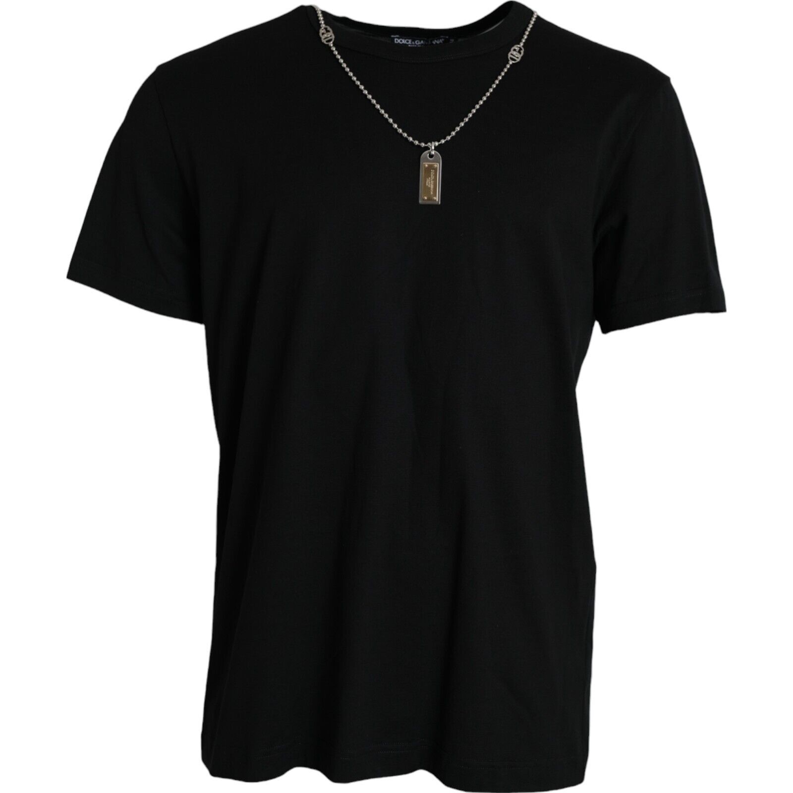 Black Dolce & Gabbana Black Silver Chain Short Sleeve T-shirt IT58 | XXL