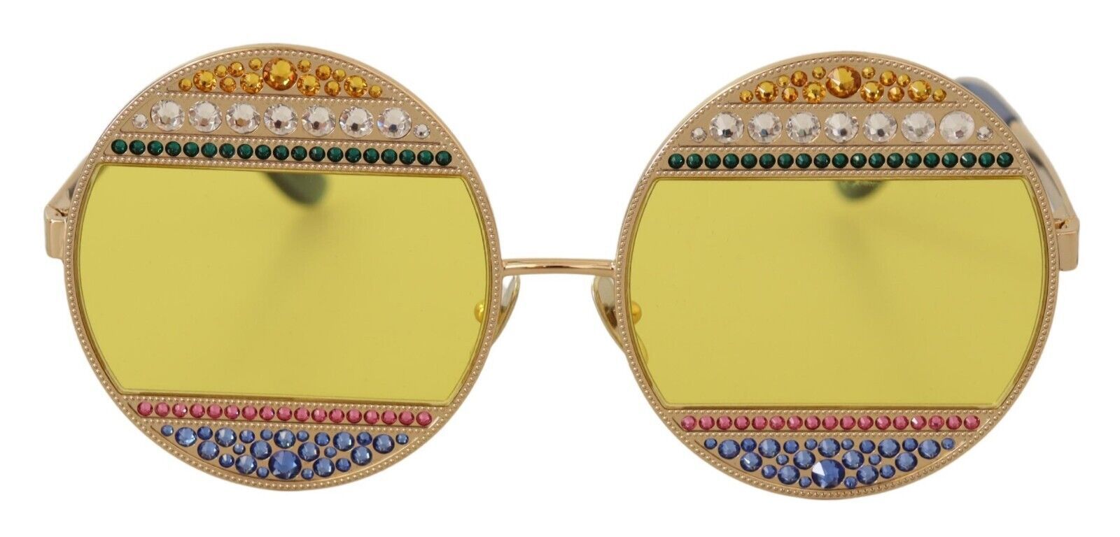 Gold Dolce & Gabbana Crystal Embellished Oval Sunglasses