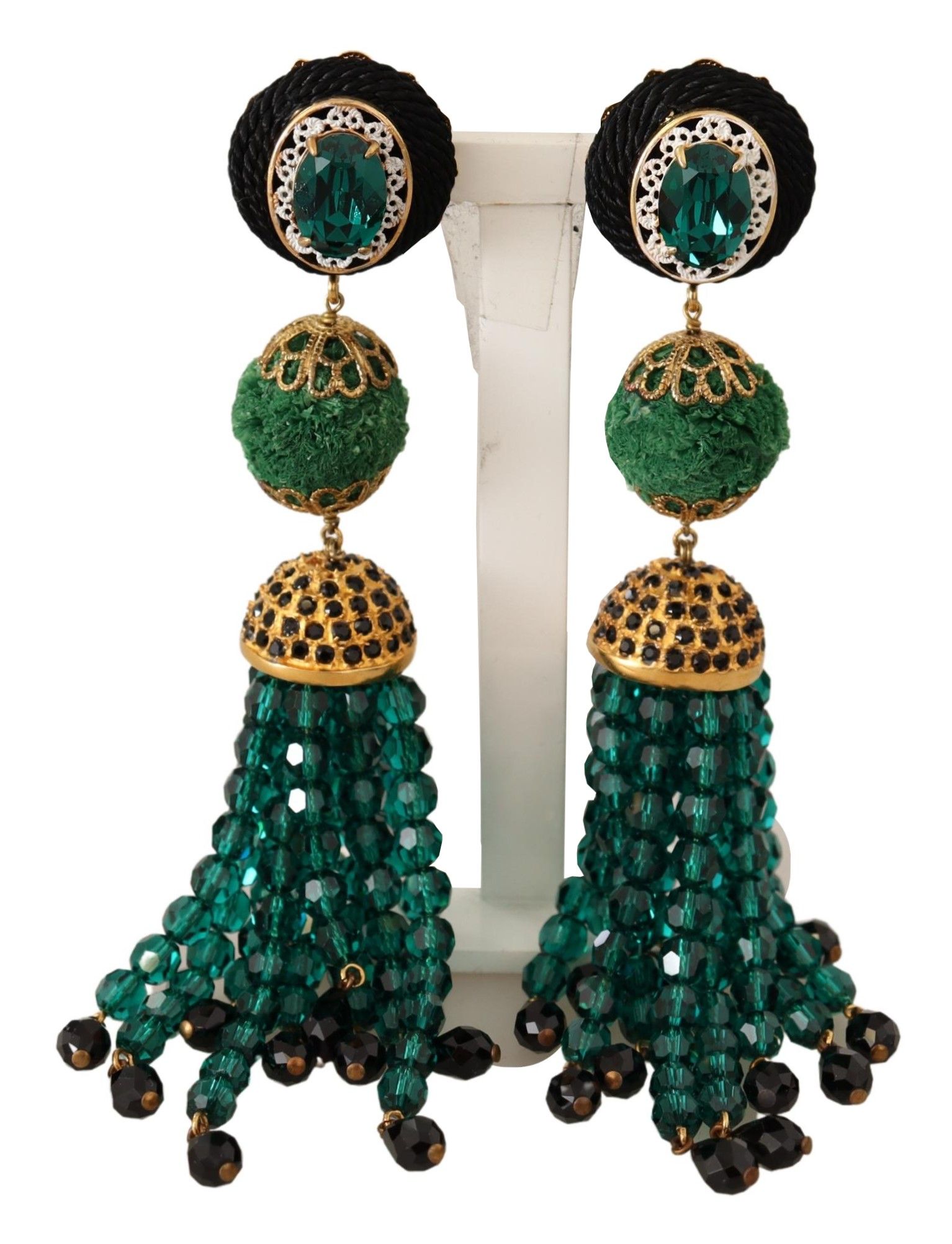 Gold Dolce & Gabbana Elegant Crystal Drop Clip-On Earrings