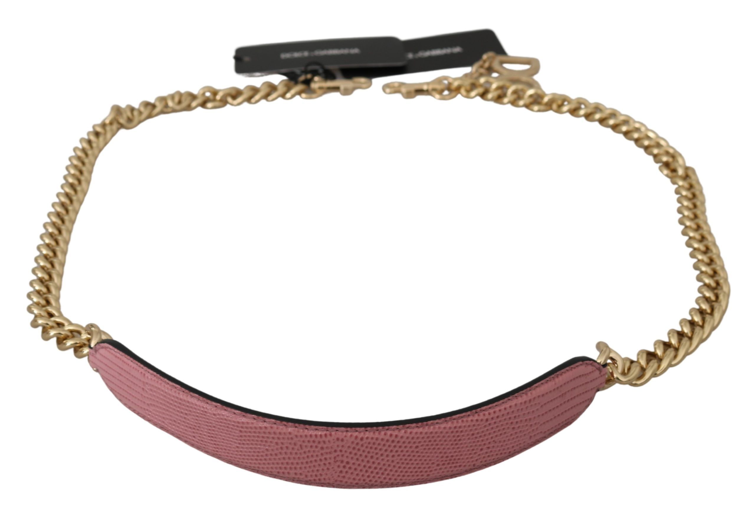 Pink Dolce & Gabbana Elegant Pink Gold Leather Shoulder Strap