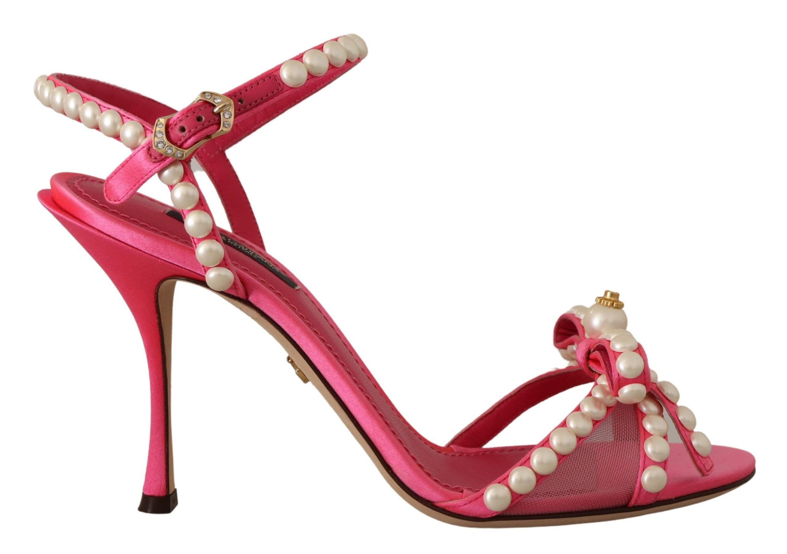 Pink Dolce & Gabbana Elegant Pink Pearl Embellished Heels Sandals EU35/US4.5