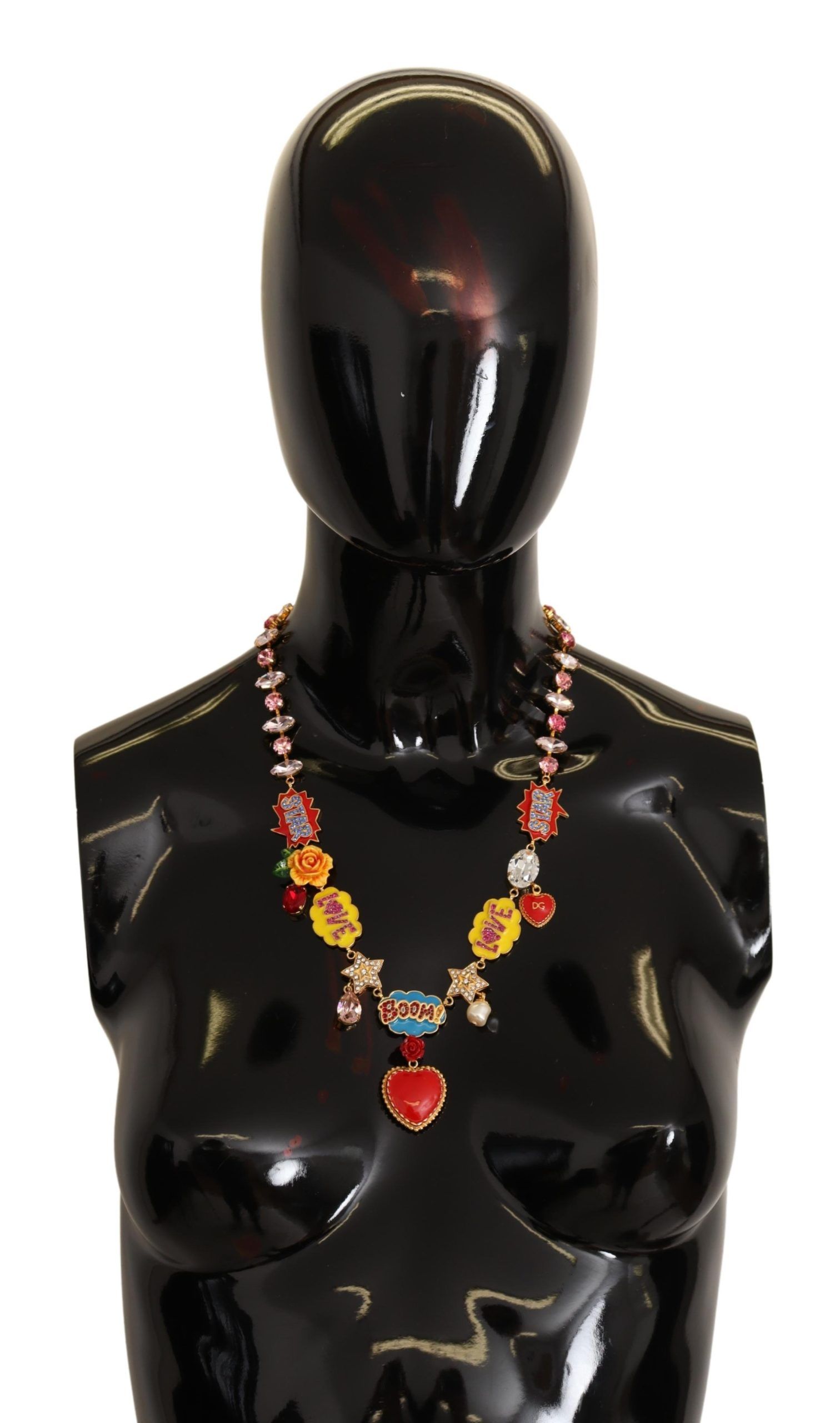 Gold Dolce & Gabbana Gold Cartoon Love Star Boom Crystals Chain Necklace