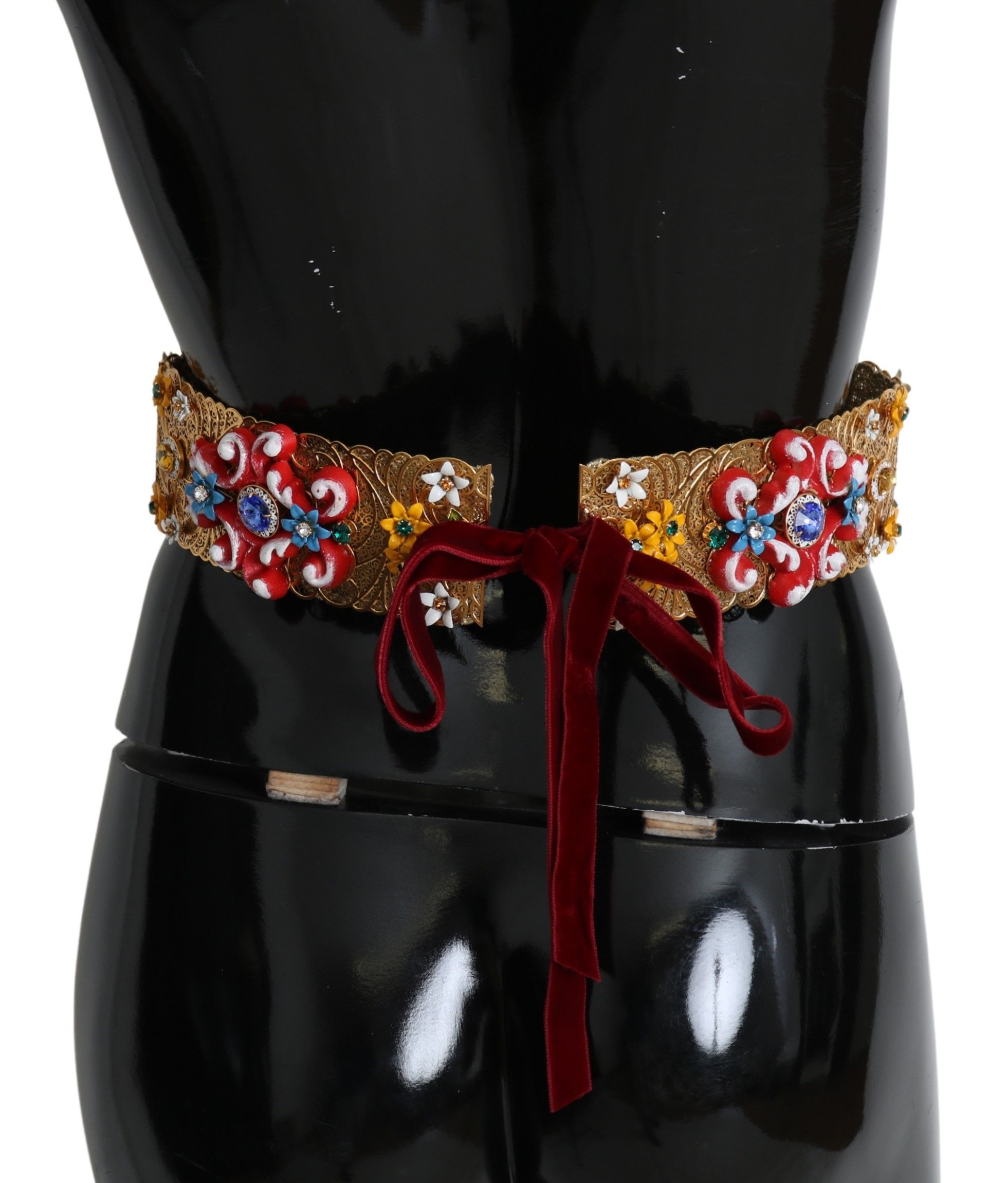 Dolce Gabbana multicolor Embellished Floral Crystal Wide Waist Belt IT42