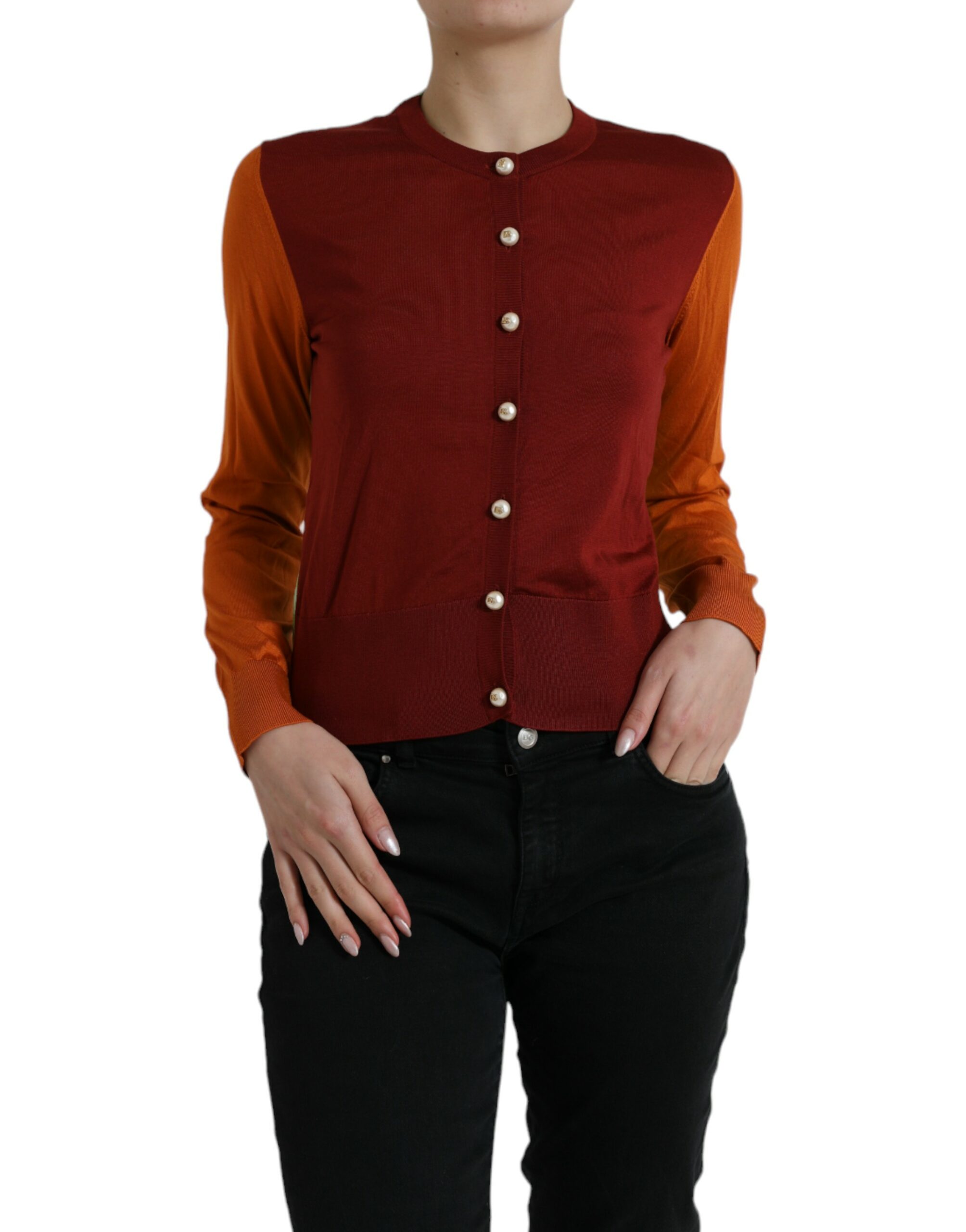 Multicolor Dolce & Gabbana Multicolor Silk Crewneck Cardigan Sweater IT38 | XS