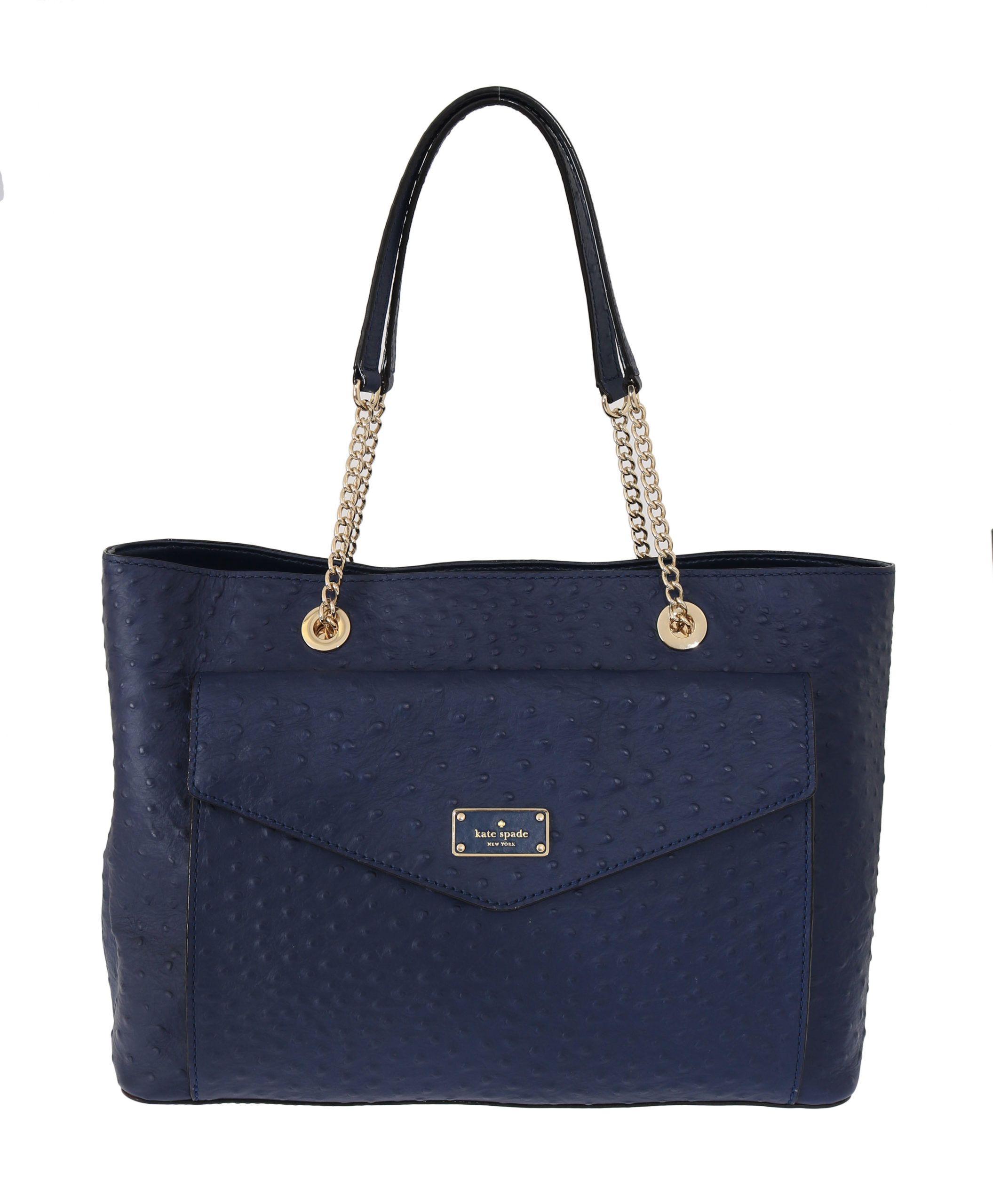 Blue Kate Spade Elegant Ostrich Leather Handbag in Blue