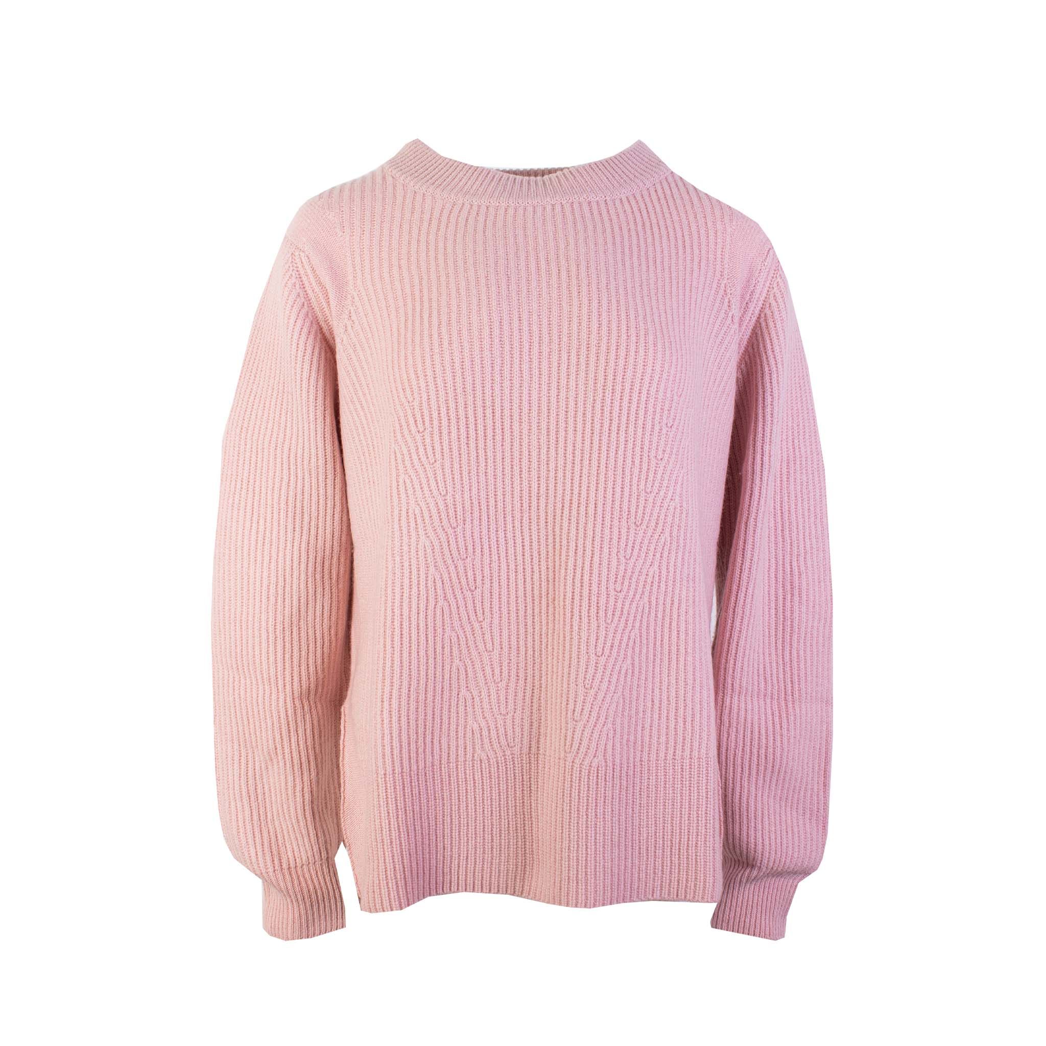 Pink Malo Pink Ribbed Cashmere Sweater L