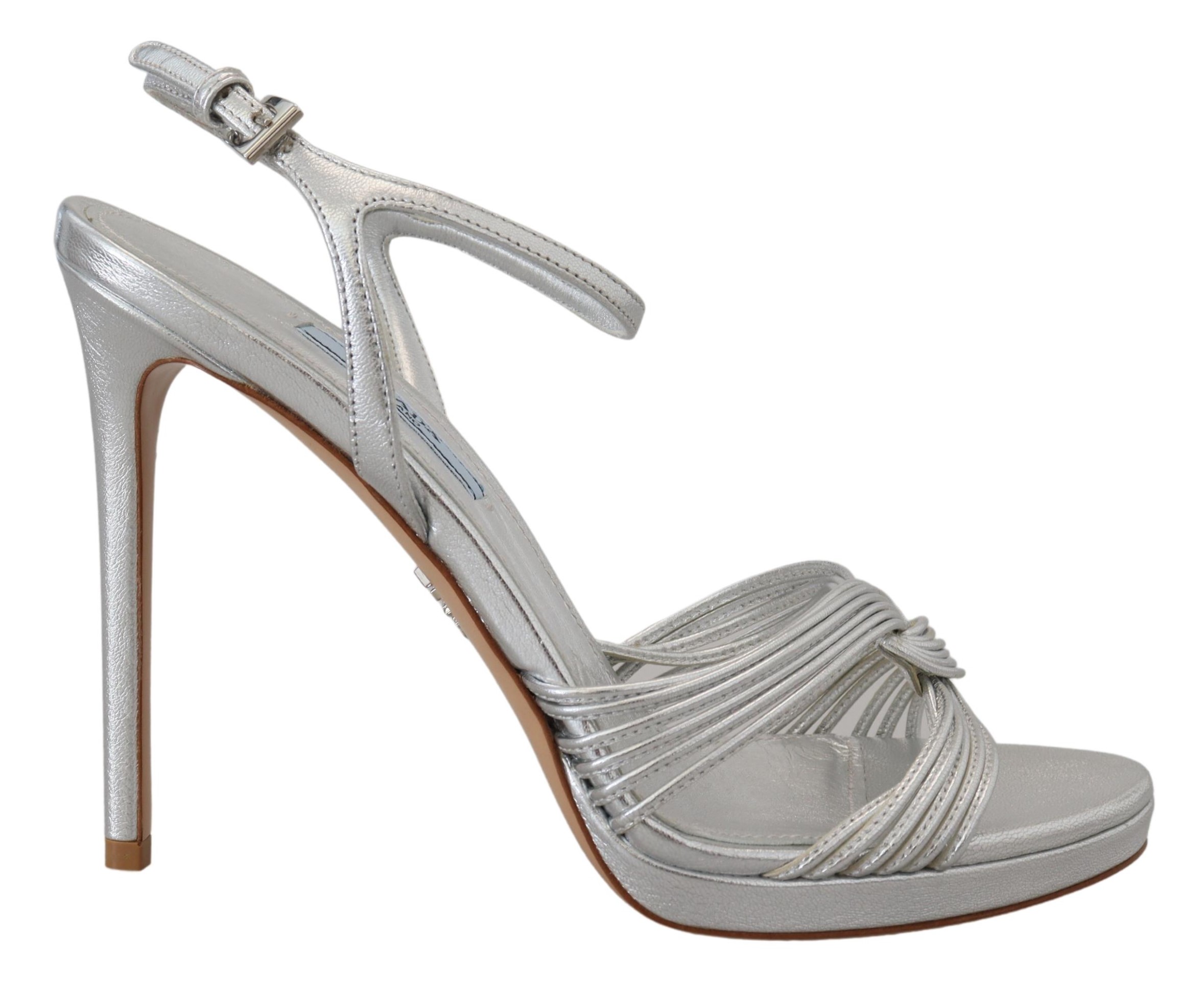 Silver Prada Elegant Silver Stiletto Heels Sandals EU36.5/US6
