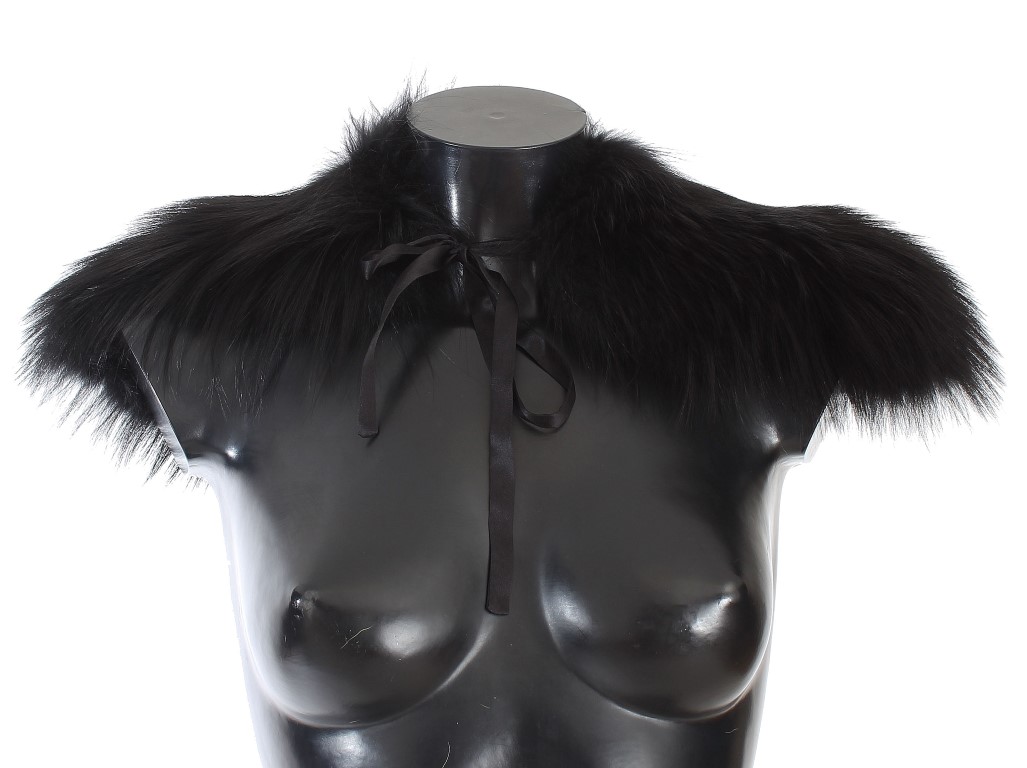 Black Dolce & Gabbana Black Fox Fur Chic Shoulder Wrap IT36|XXS