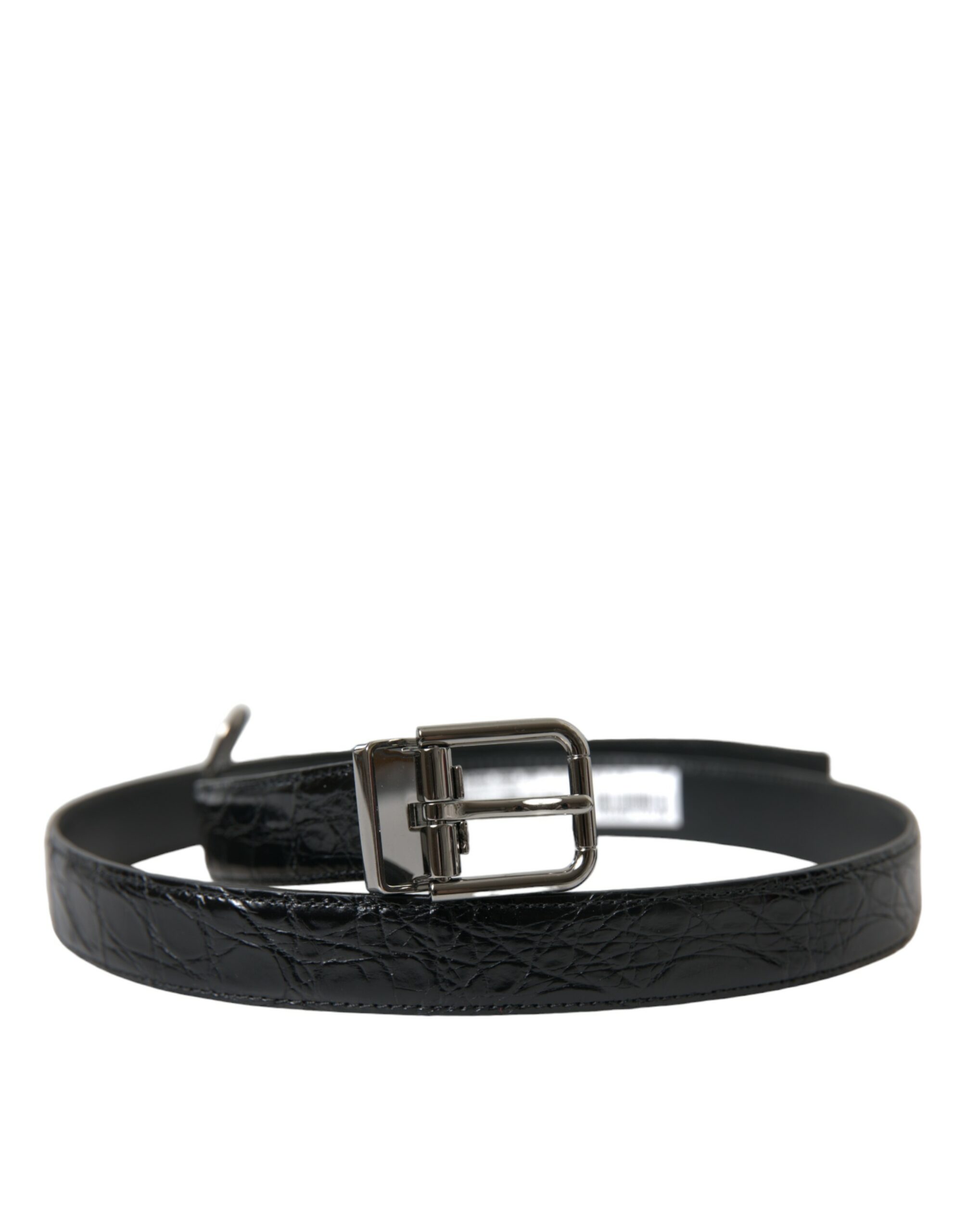 Black Dolce & Gabbana Black Leather Silver Metal Buckle Belt 90 cm / 36 Inches