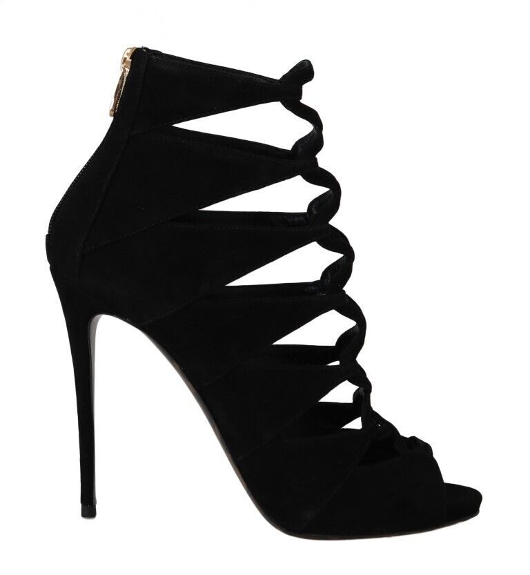 Black Dolce & Gabbana Chic Suede Ankle Strap Heel Sandals EU38/US7.5