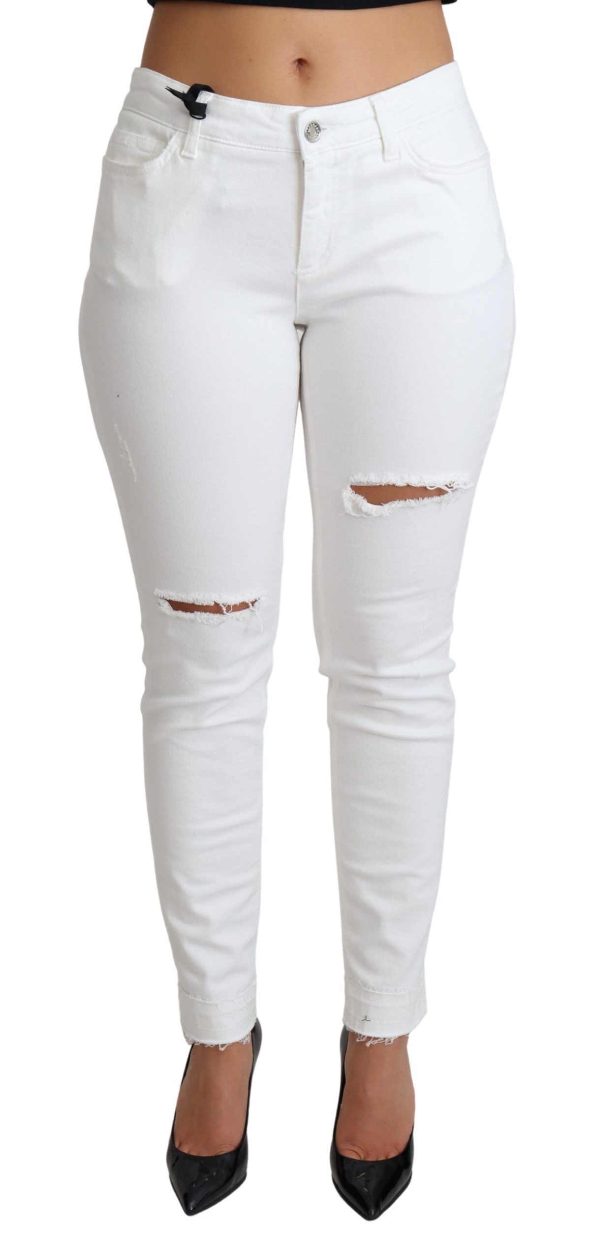 White Dolce & Gabbana Chic White Mid Waist Designer Jeans IT46|XL