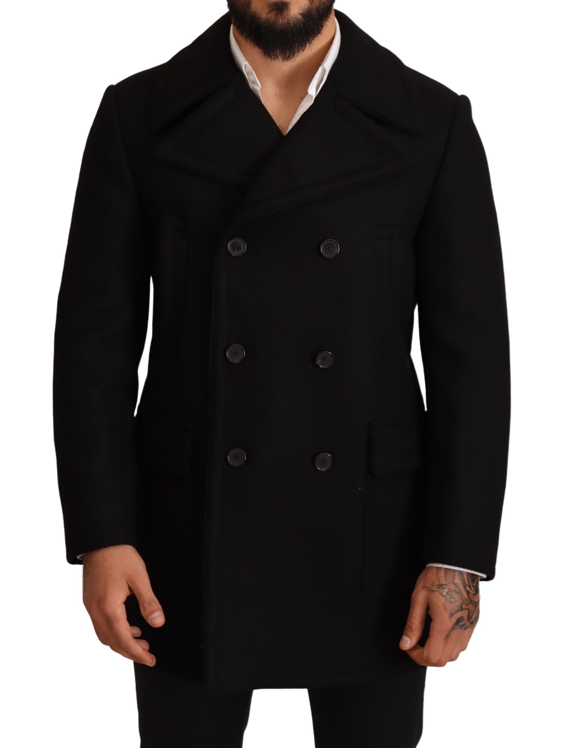 Black Dolce & Gabbana Elegant Black Double Breasted Trench Coat IT46 | S